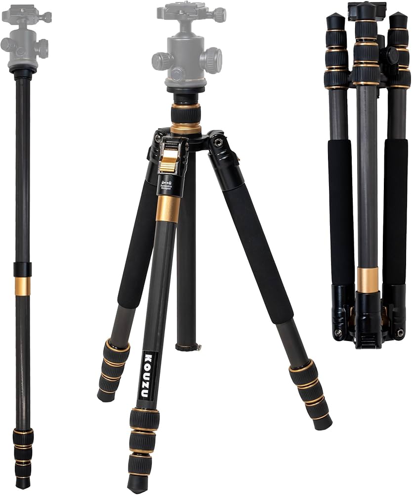 Amazon | KOUZU 三脚 カーボン カメラ三脚 コンパクト 超軽量 4段