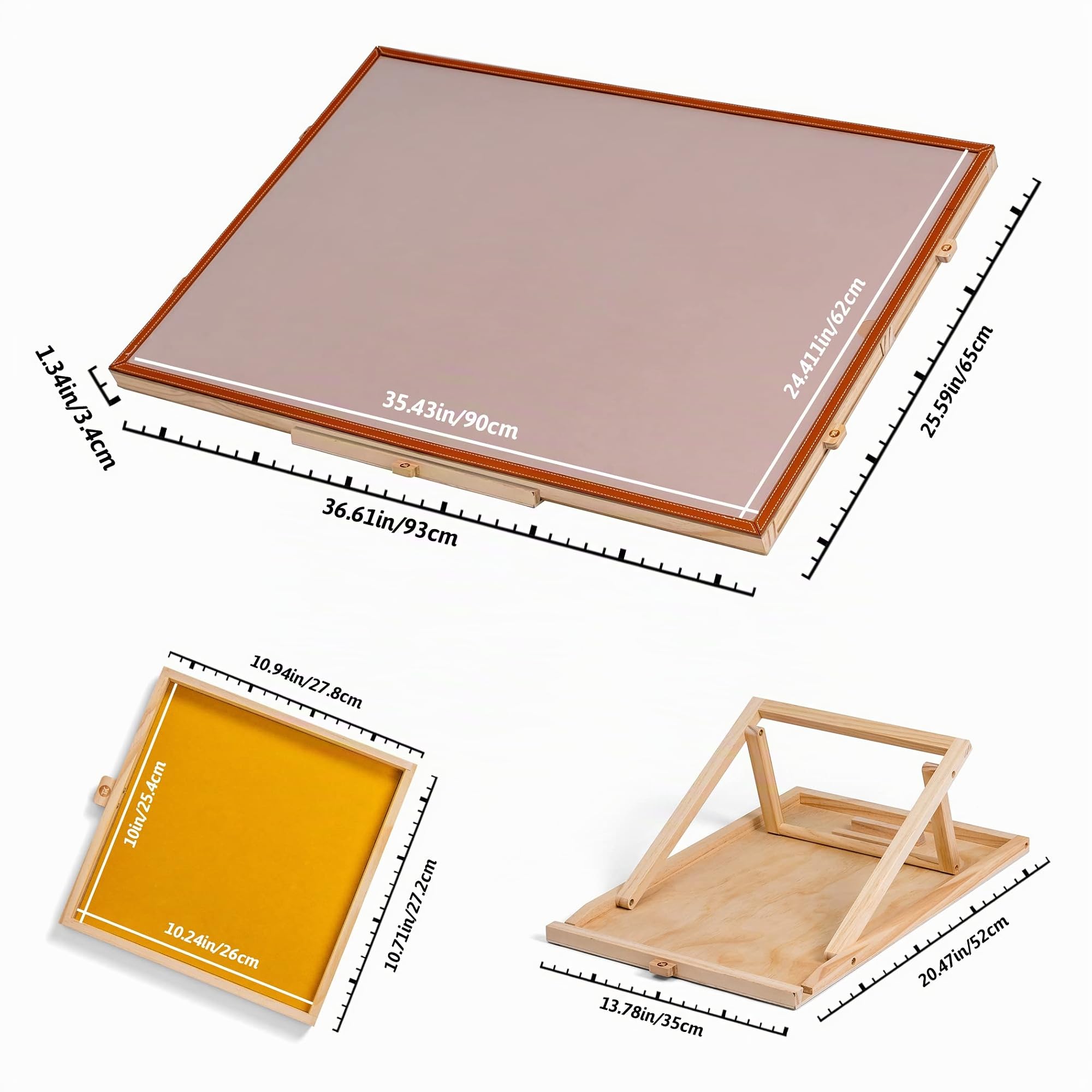 Tektalk Mesa de Rompecabezas con Barra de Cuero, Meseta de Madera portátil con Soporte Ajustable Integrado y Cubierta extraíble, 4 cajones de clasificación, para hasta 1500 Piezas