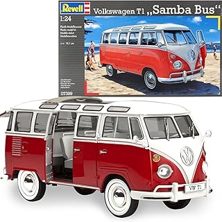 Revell Modellbausatz Auto 1:24 - Volkswagen VW T1 Bulli Samba Bus im Maßstab 1:24, Level 5, originalgetreue Nachbildung mi...