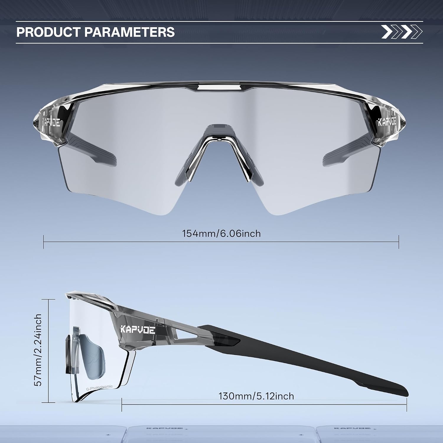 KAPVOE K198 Cycling Glasses, Photochromic or Mirrored Lens, UV400 Sport Sunglasses, TR90 MTB Road Bike Running
