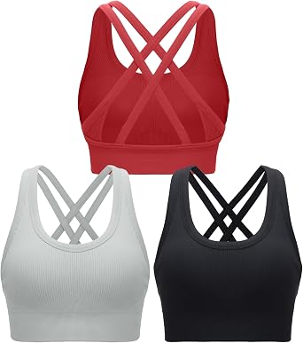 RUNNING GIRL Sports Bra for Women High Support, Criss-Cross Back Padded Strappy Sports Bras Yoga Bra with Removable Cups