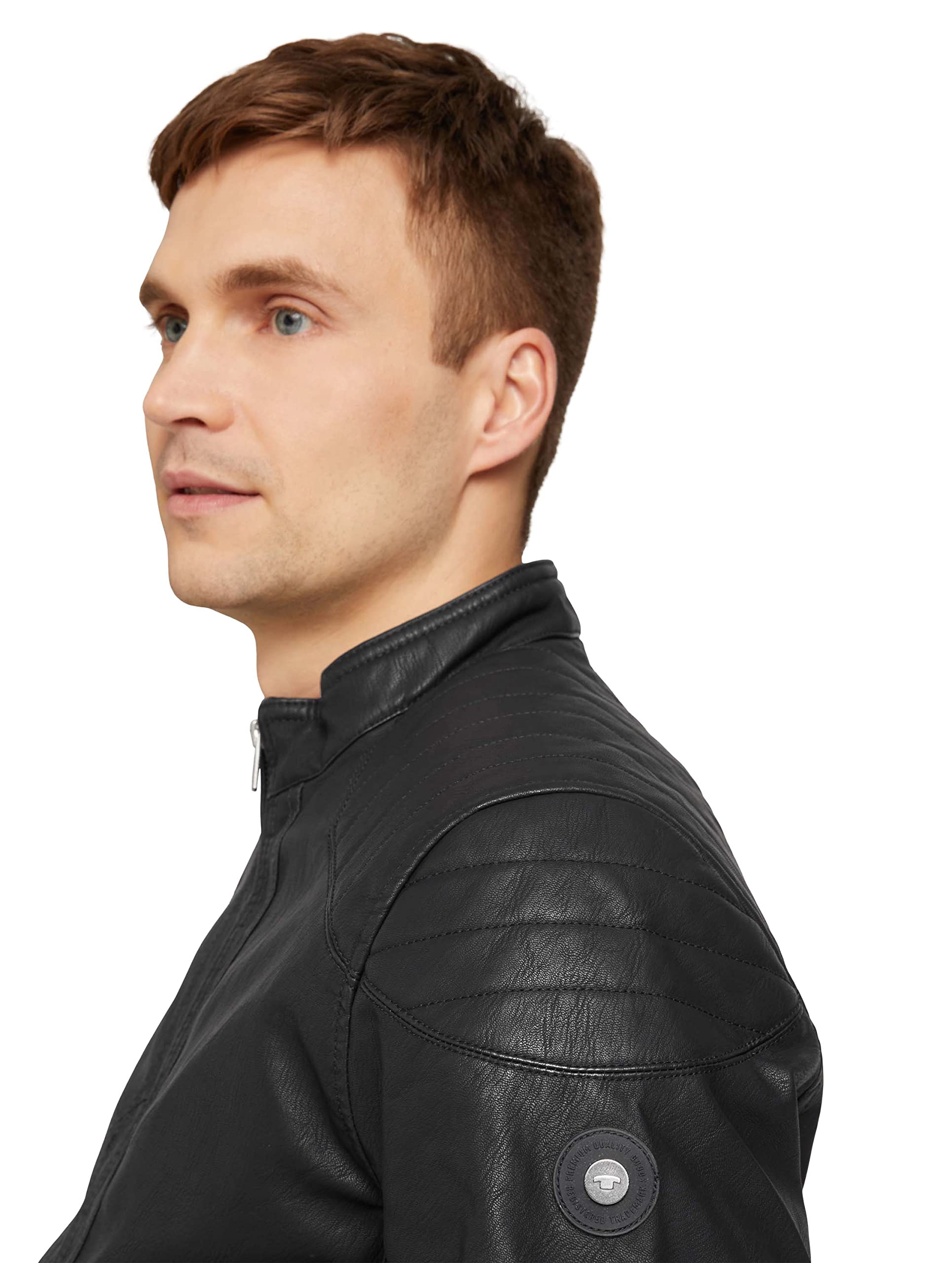 TOM TAILOR Hombre 1026337 Chaqueta de motorista de piel sintética