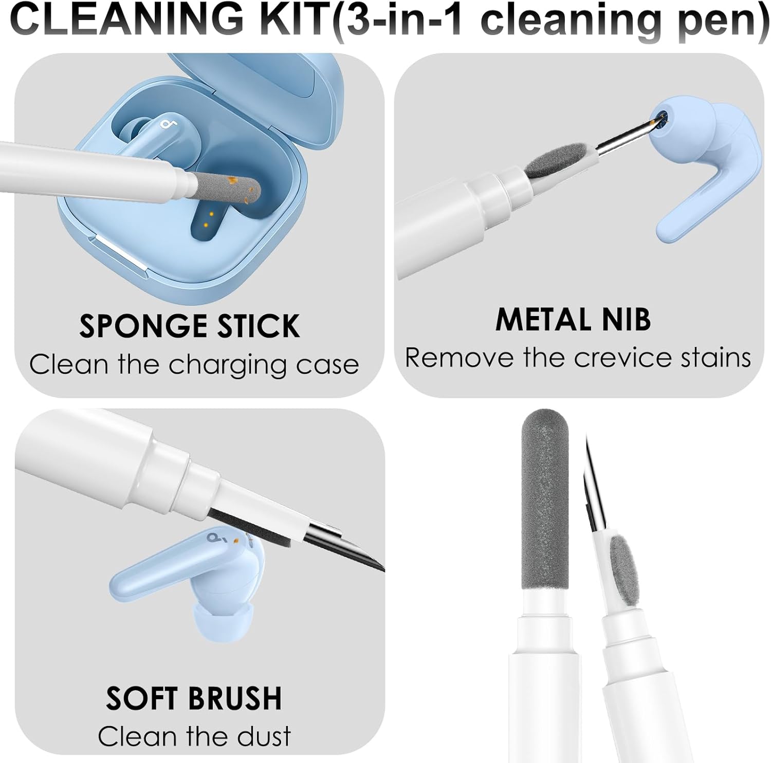 for Anker Soundcore P31i Case Cover, Soft Silicone Shockproof Protective Skin Case for Soundcore P31i Earbuds 2025 with Cleaner Kit, Keychain and Lanyard Accessories (Light Blue) - Image 7