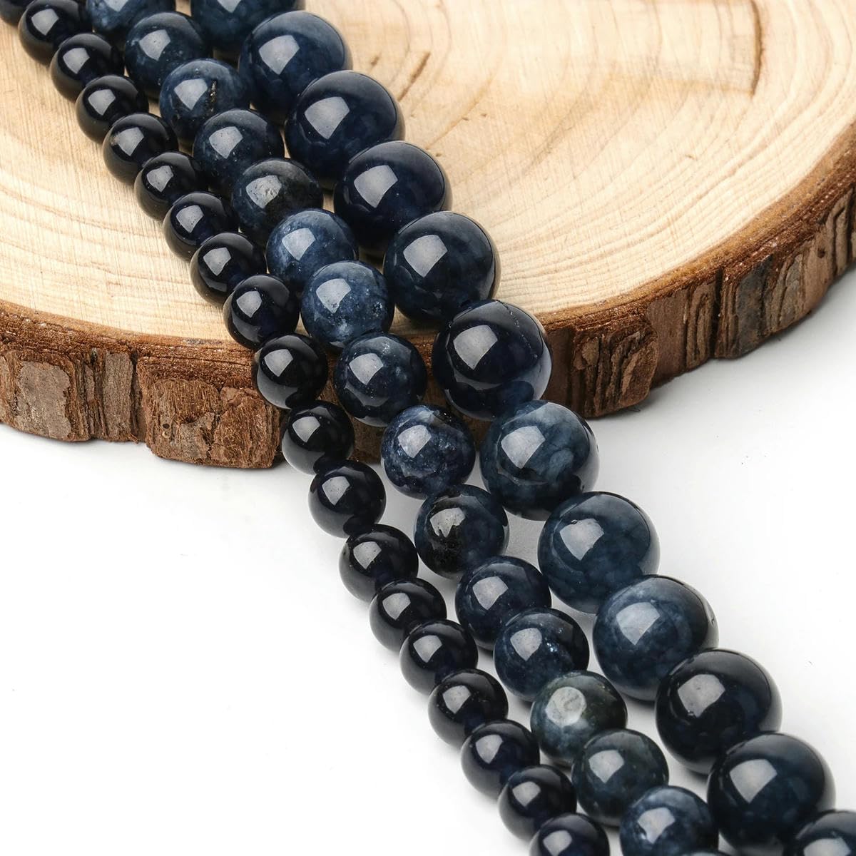 Perline di pietra naturale Perle di apatite blu Perle distanziatrici rotonde allentate per la creazione di gioielli Accessori per braccialetti con ciondoli fai-da-te 6/8/10mm-bianco lava,8mm(circ