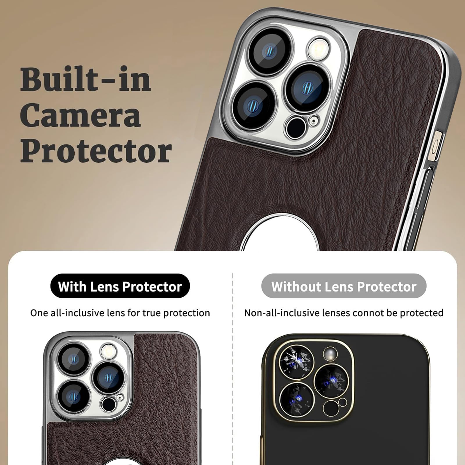 Ultra cienkie etui do iPhone 16 Pro Max/16 Pro/16 Plus/16, galwanizowane, skórzane etui z logo widoku, odporne na wstrząsy, etui ochronne, złote, 16 Pro