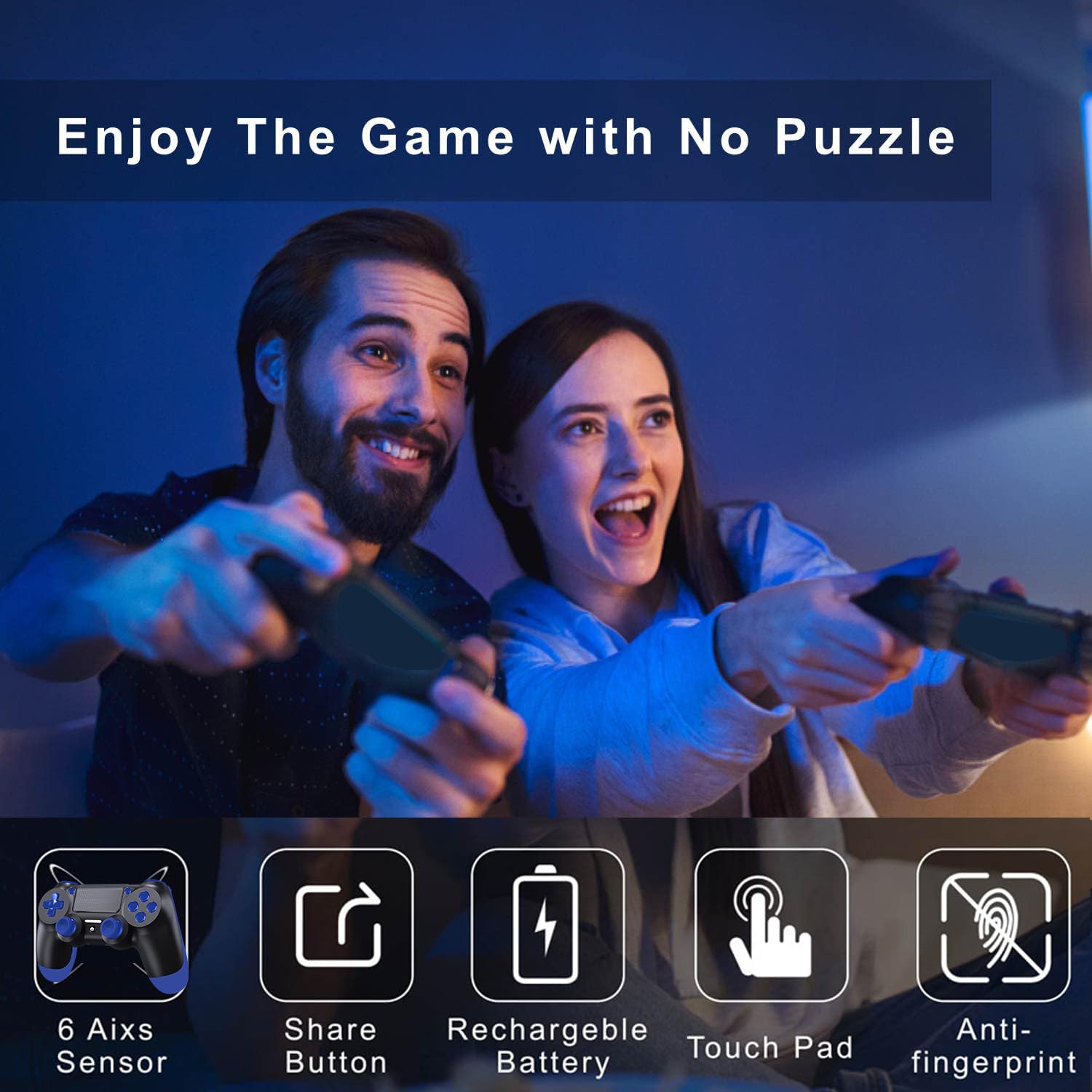 Wireless Controller per PS4, Controller per PS4, con jack audio, Vibrazione e Sei-Assi Sensore giroscopico, Pannello Touch, Controller per PS4/Slim/Pro/PC