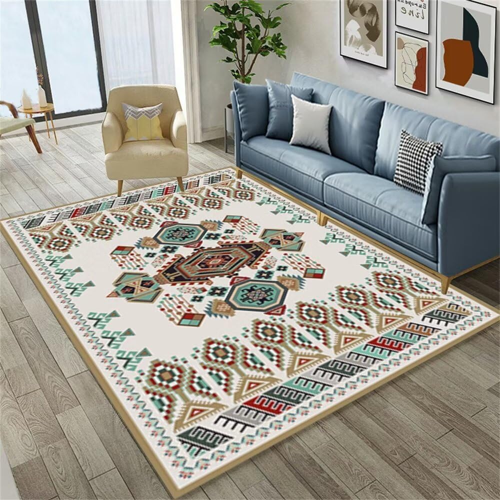 Tapis chambre garçon ado 180x250cm style ethnique doux pour coin lecture
