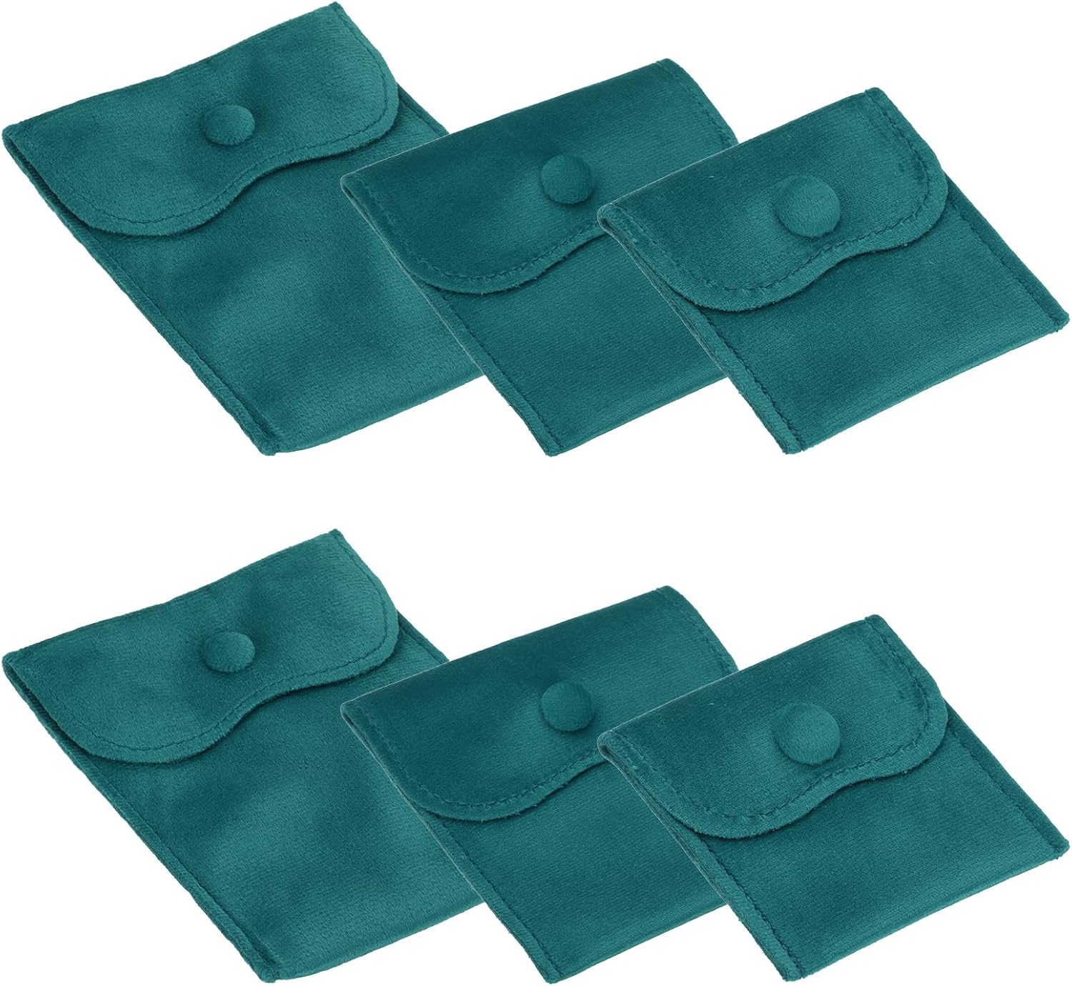 PATIKIL Velvet Jewelry Pouches, 6 Pcs Jewelry Packaging Gift Bags with Snap Button for Bracelet Rings Watch Necklace, (3"x3"/4"x4"/4"x5") Dark Green