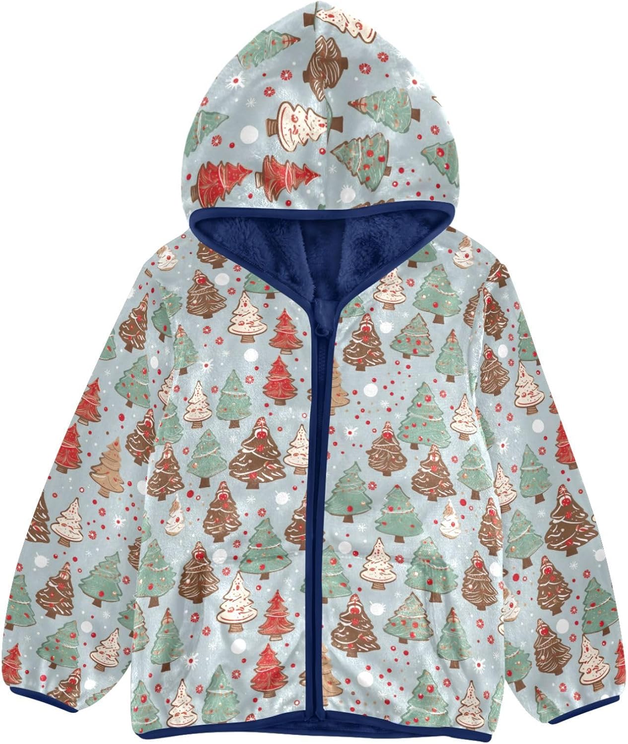 Christmas Tree Winter Boys Fleece Coat,Children's Zip-Up Hoodie Jacket,Baby Warm Fashion Outerwear 3-10T,B0402506