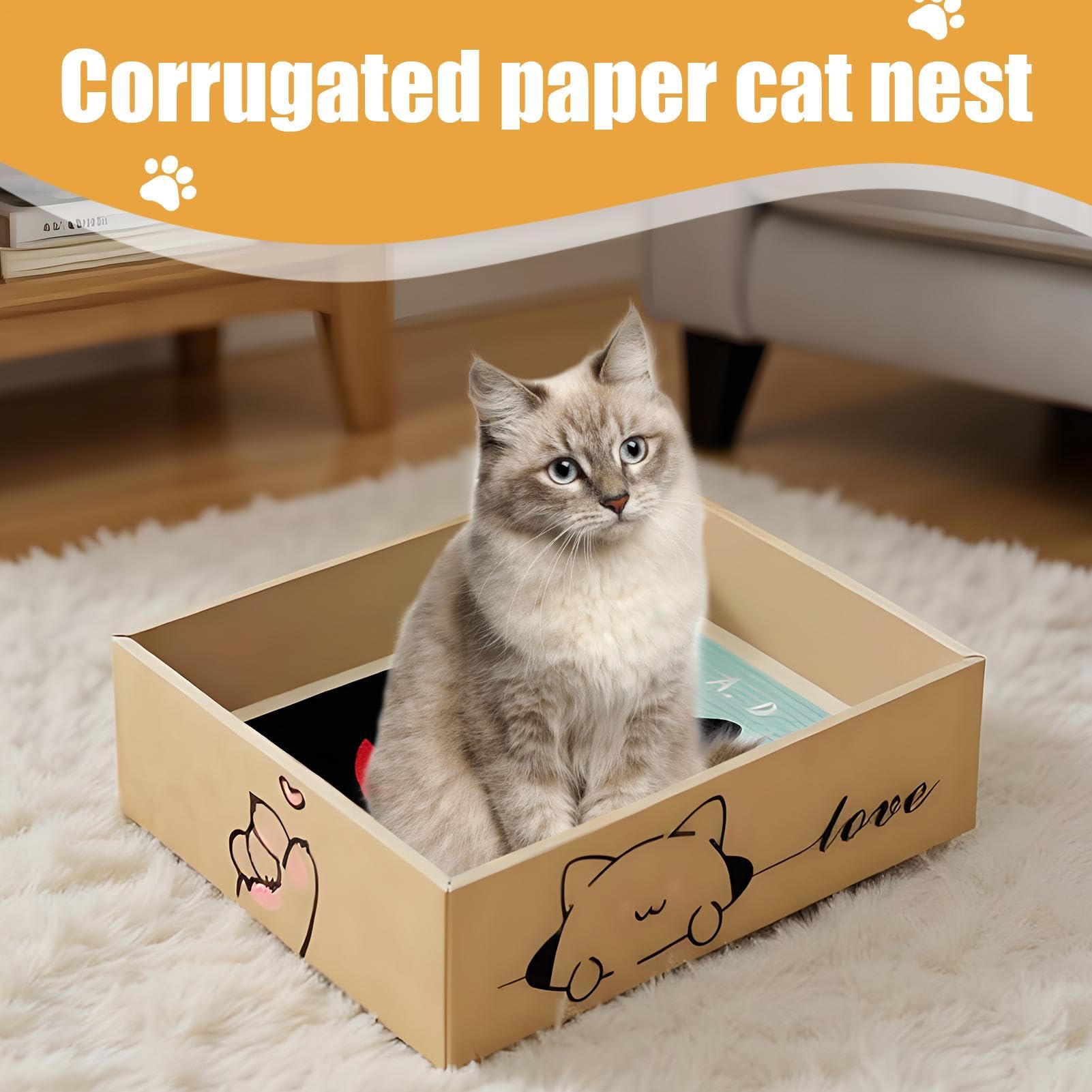 Tablero De Rascado para Gatos Rascador De Cartón | Juguete de Papel para Afilar Uñas Antiarañazos Aburrimiento Mascotas