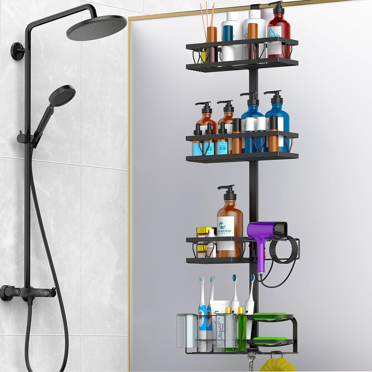 Kerisgo Over The Door Shower Caddy, 4Tier Adjustable Over
