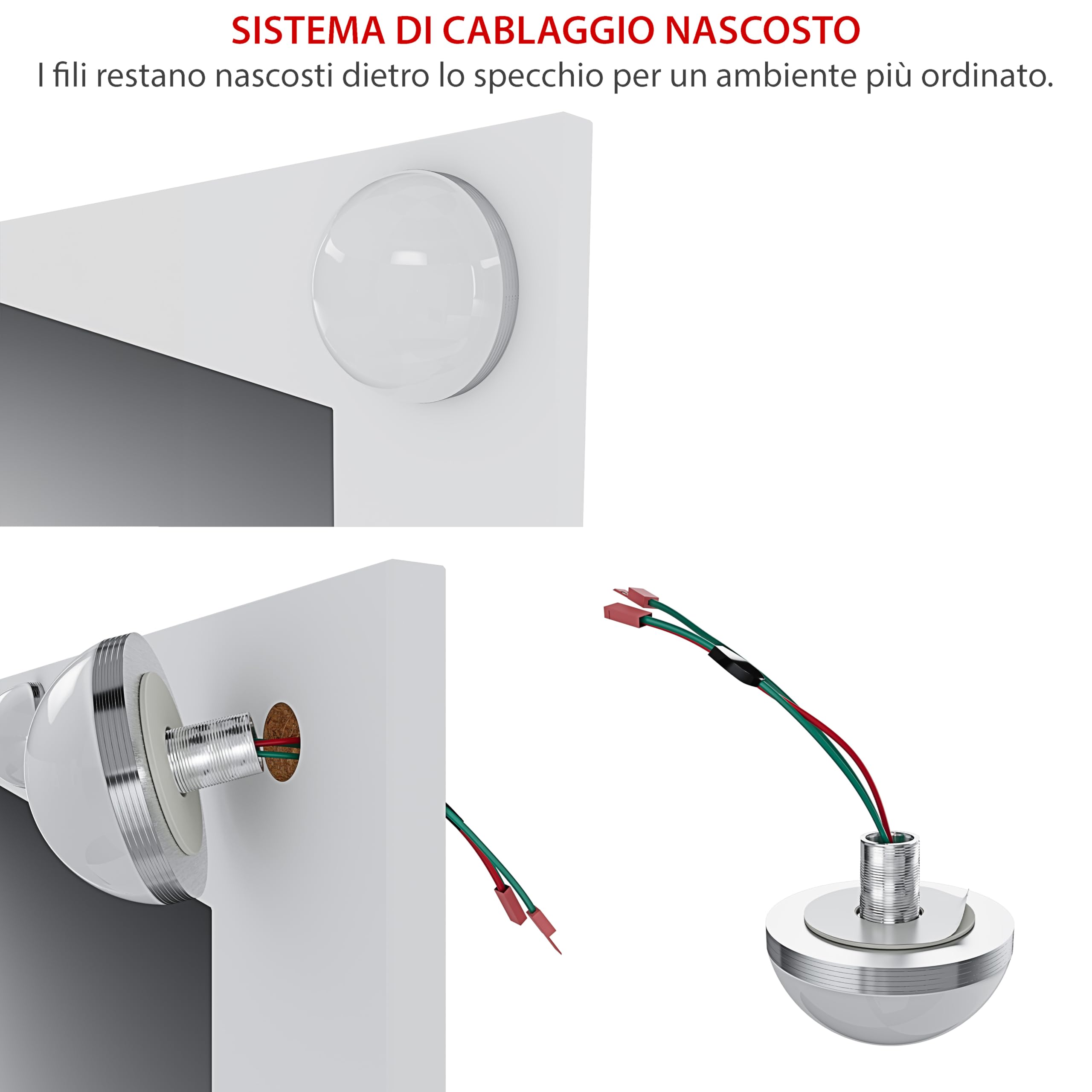 Toeletta Tavolino Da Trucco Tavolo Con 9 Luci LED Con Luminosità Regolabile 2 Cassetti 3 Scomparti A Giorno Specchio Orizzontale Postazione Make Up In Legno Design Moderno 40 x 80 x 140 Cm Bianco