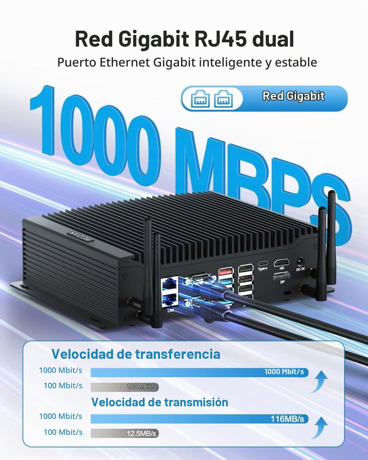 WEIDIAN PC Industriales, Industrial Fanless PC i5 10210U, Mini Computer with 6RS232 COM, Type-C, HD, DP Triple Display, 8USB, 2GPIO, WiFi, BT4.2, Win 11, VESA Mount (16GB DDR4 RAM 512GB SSD)