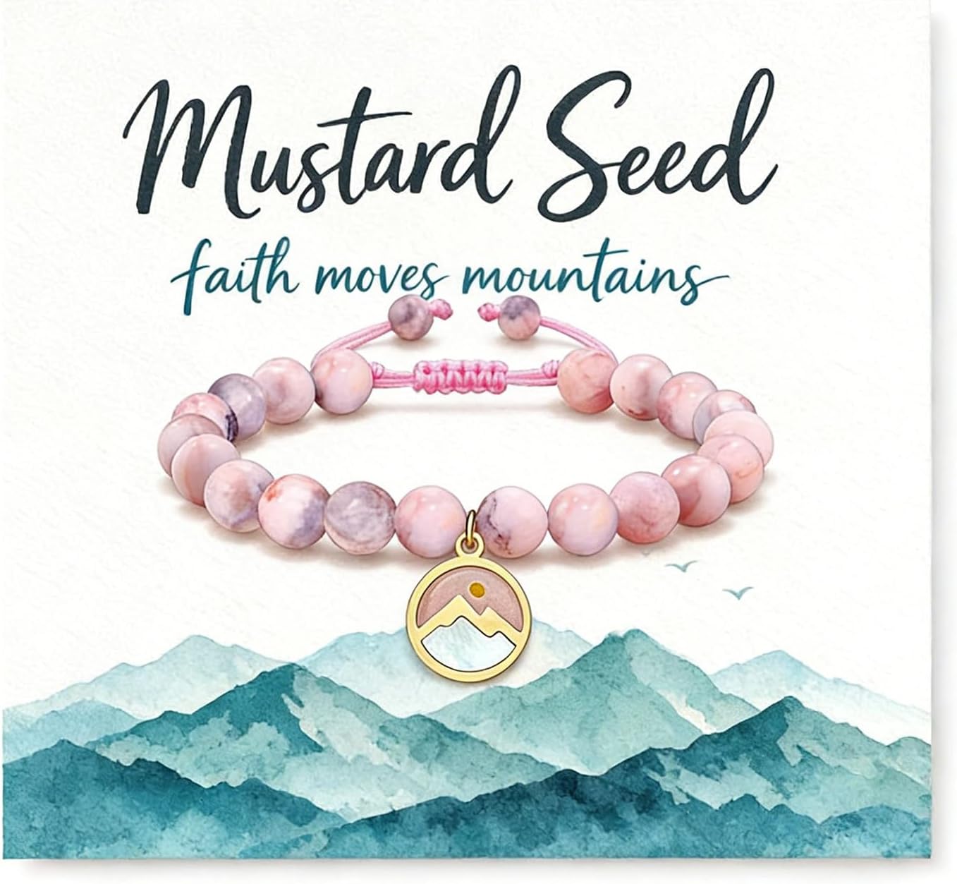 Long tiantian Mustard Seed Bracelet for Women Inspirational Jewelry Faith Moves Mountains Gift Mustard Seed Jewelry