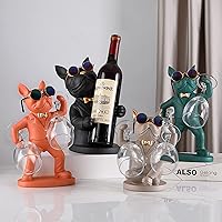Vista 3 de French Bulldog Dog Wine Glass Rack,Puppy Statue Wine Glass Rack,Polyresin Wine Bottle Holder Creative Tabletop WineRacks Holder Display Stand for
