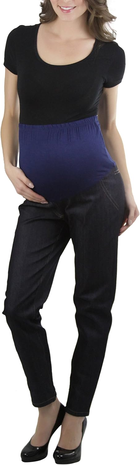 ToBeInStyle Women's Maternity Stretch Band for Growing Jeans - Dark Blue- Large