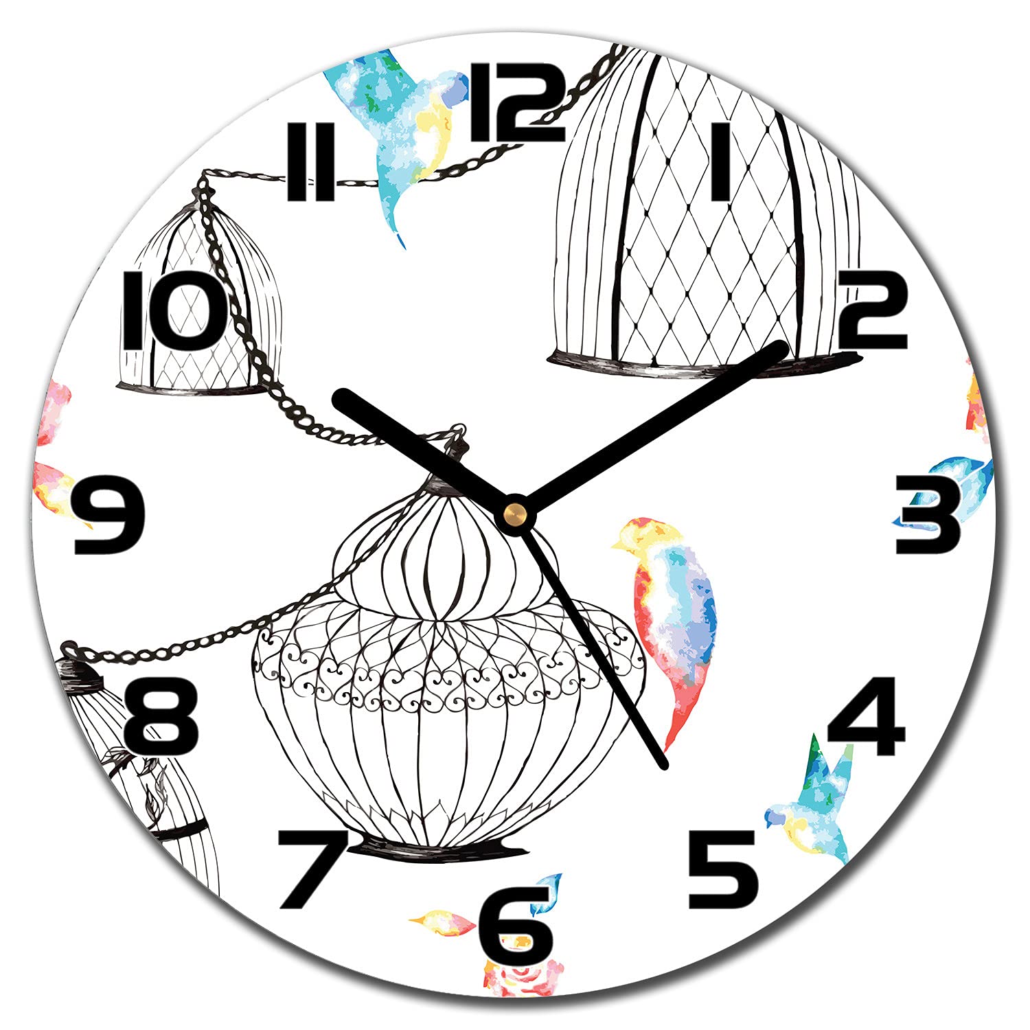 Horloge en verre avec aiguilles noires lisibles et verre sécurité