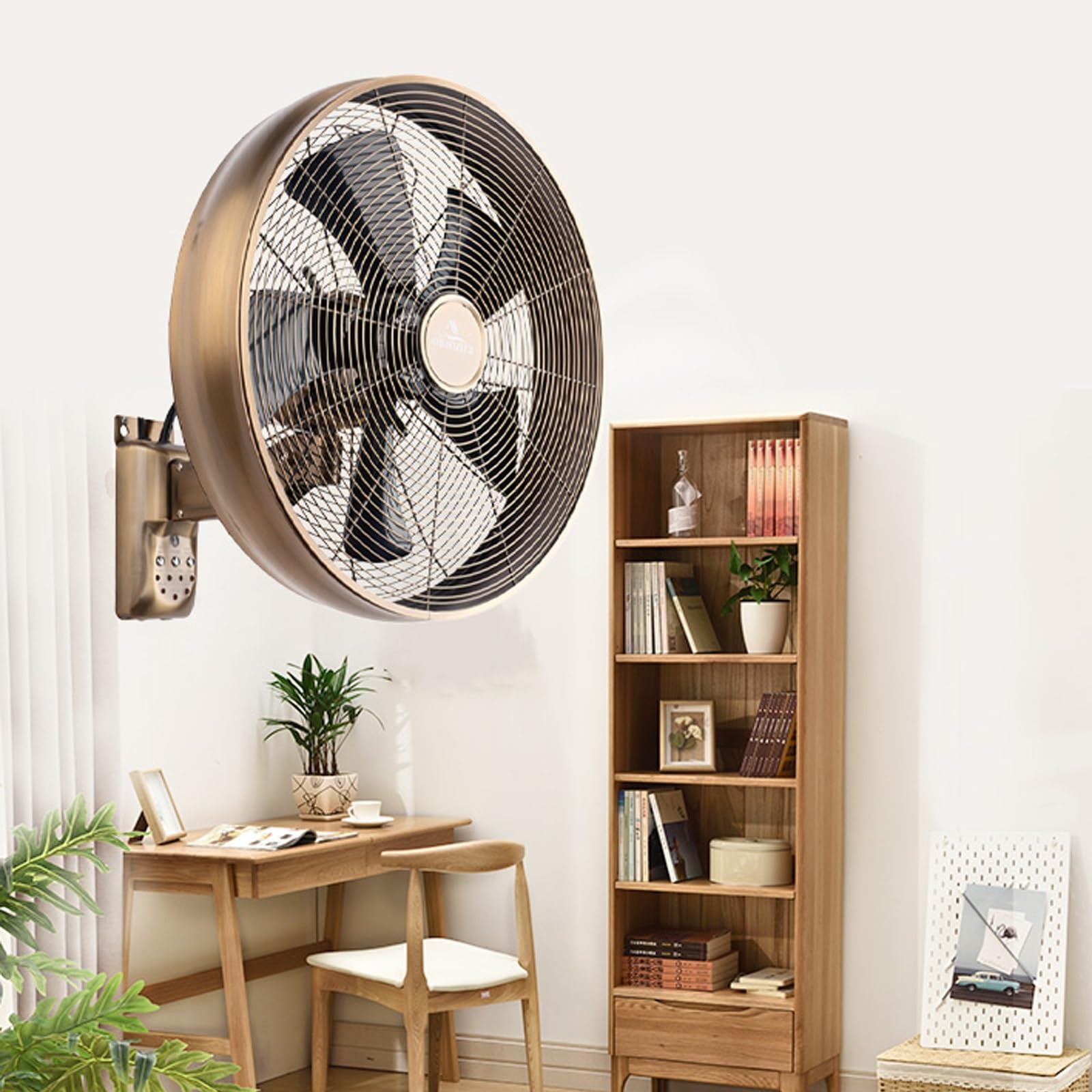 Ventilador De Pared Oscilante con Mando A Distancia Temporizador Y 3 Velocidades, Potente con 5 Aspas, Cabezal Ajustable E Inclinable, Instalación Sencilla(E 45CM/16IN)