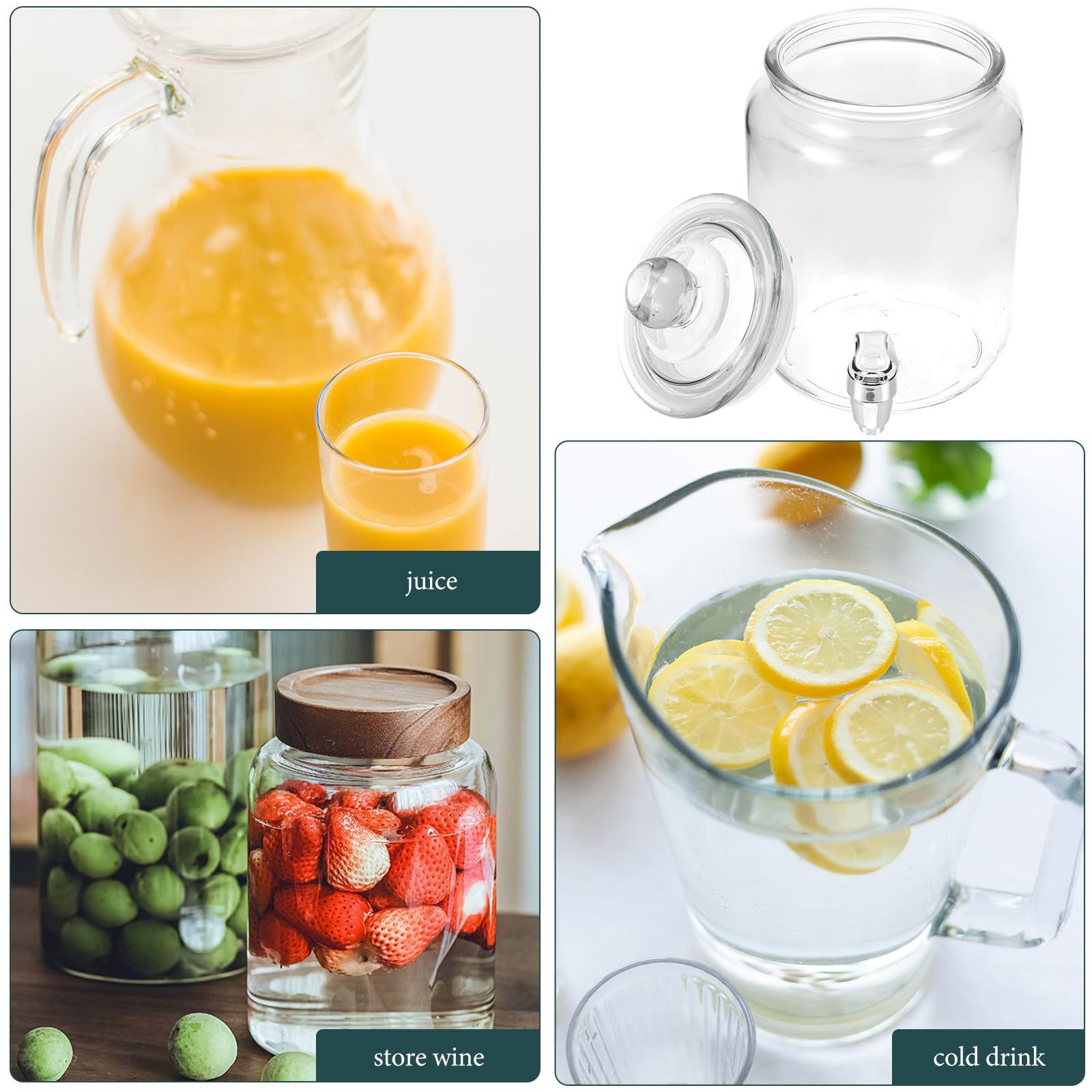 PACKOVE Weinkrug aus Glas mit Zapfhahn und Luftdichtem Verschluss Klarer Stil Praktisches Design zum Aufbewahren von Wein und Saft für Zuhause und Partys