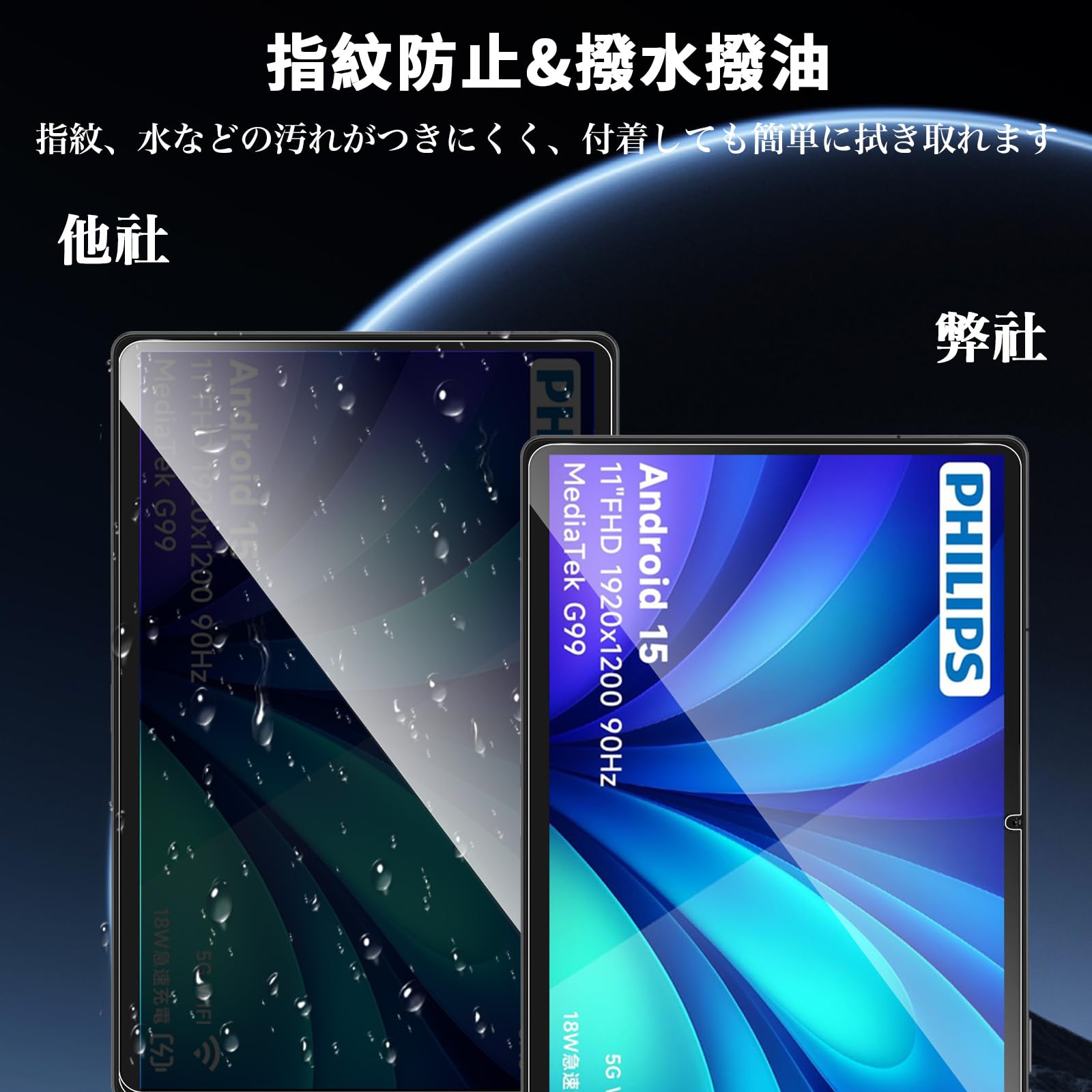 Amazon.co.jp: 【1枚セット】For PHILIPS タブレット T8015 フィルム