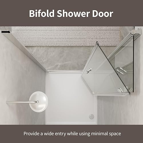 Miniatura 4 de Comfystyle Puerta de ducha de vidrio plegable sin marco de 36-37.5 pulgadas de ancho x 72 pulgadas de alto, panel de ducha plegable de vidrio