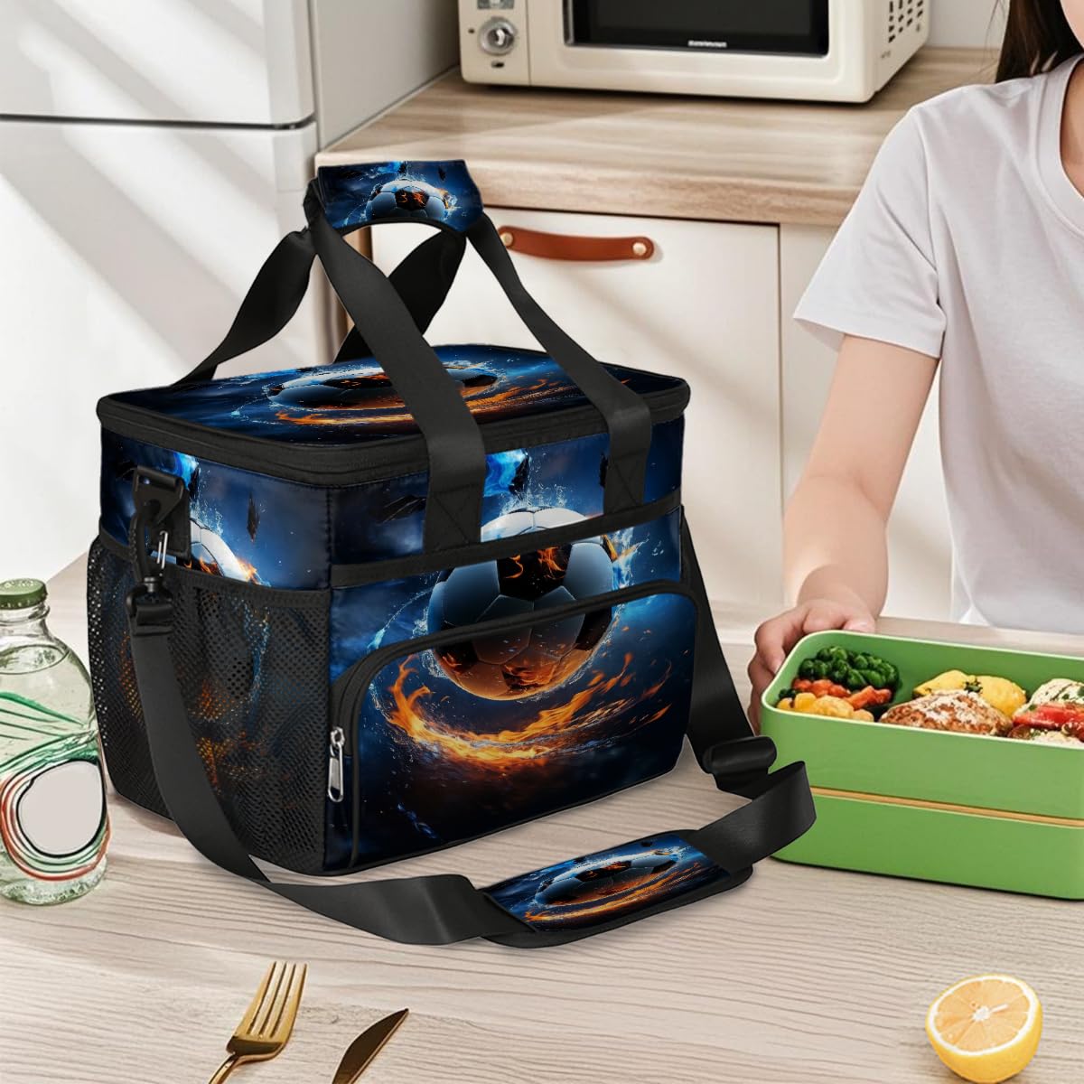 Mexpekil Borsa termica riutilizzabile a prova di perdite, borsa termica per il pranzo, per picnic, picnic, sport, calcio, per donne, uomini, lavoro, campeggio, spiaggia, ufficio, 24 lattine, 15 l
