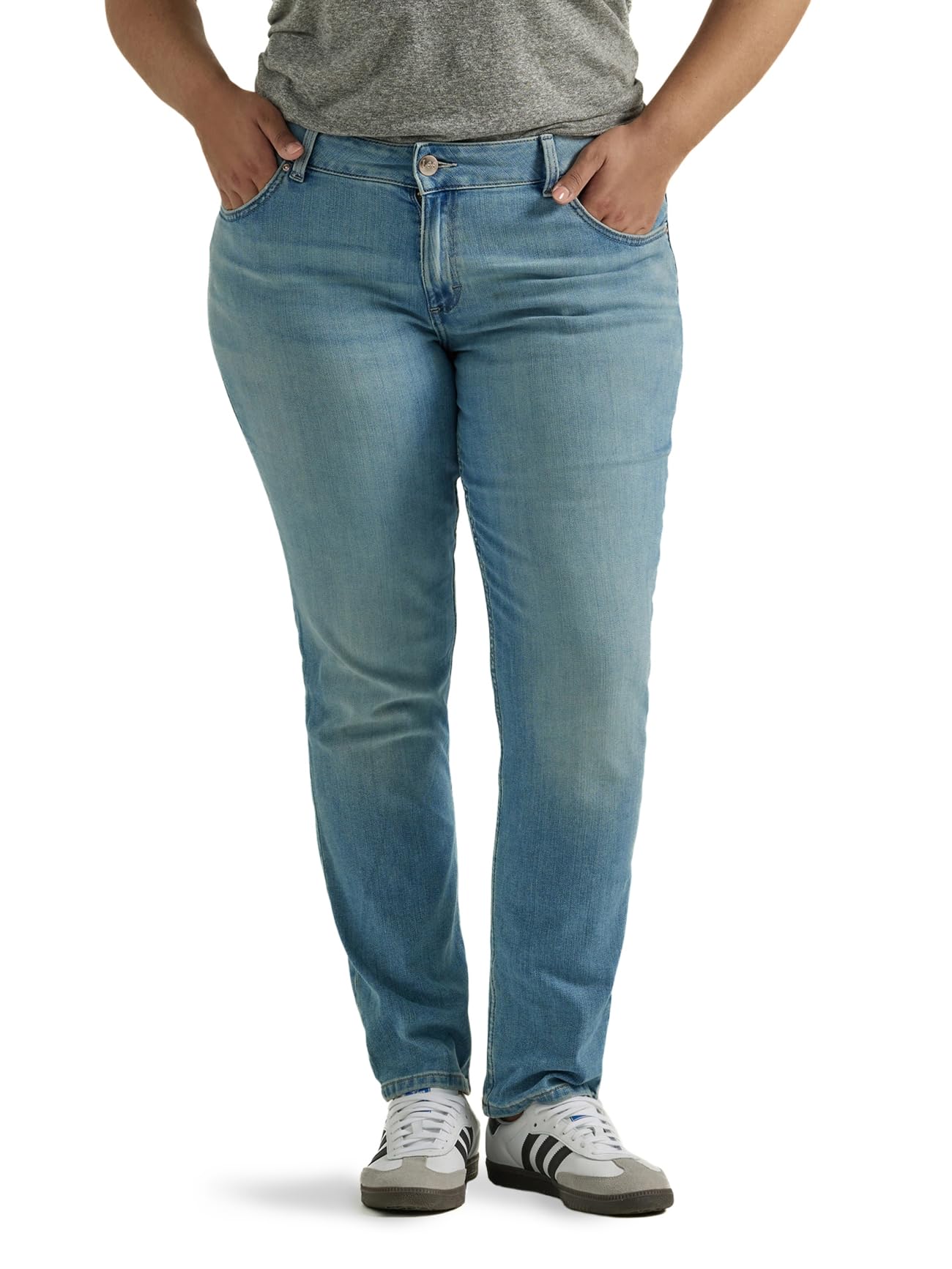 Lee Women's Plus Size Legendary Mid Rise Straight Leg Jean