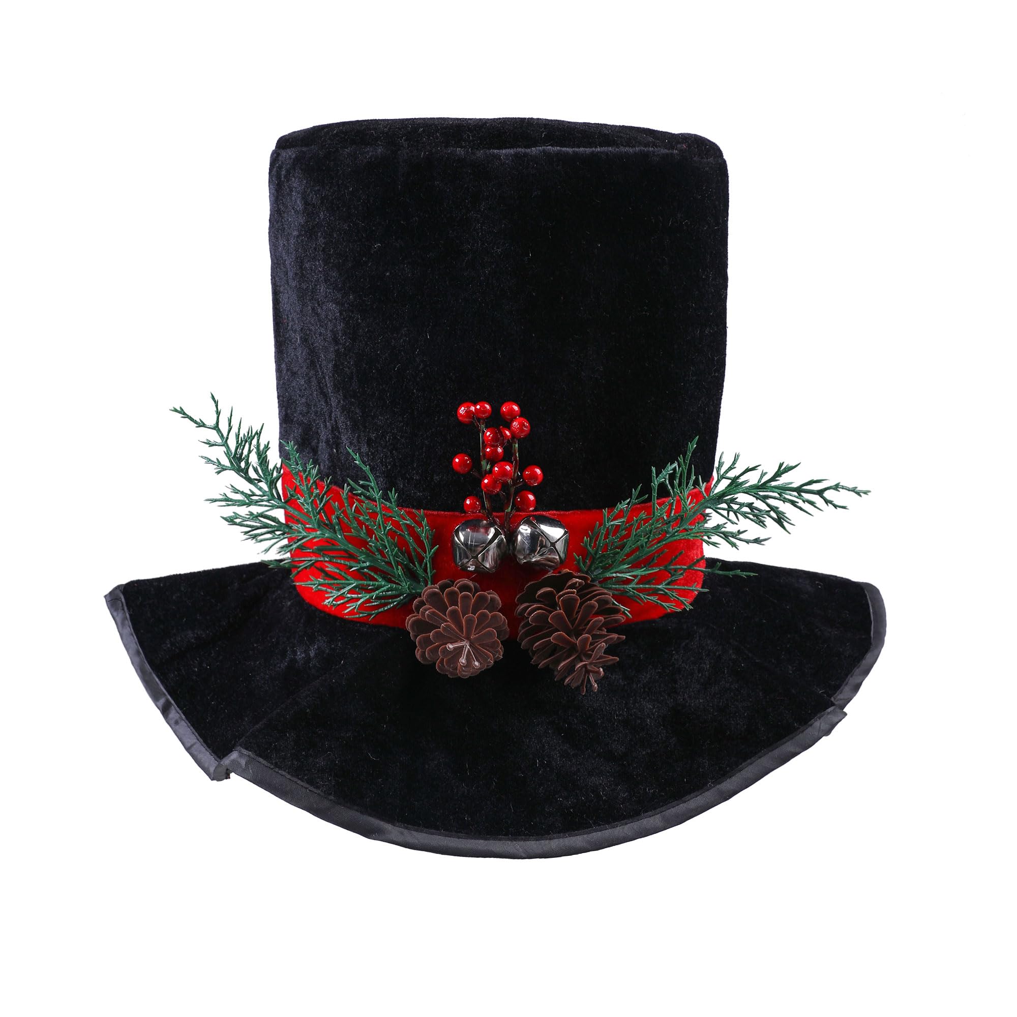 15Inch Christmas Tree Snowman Decorative GiftHat,The Workmanship Is Made of Black Velvet Composite Black Felt Cloth Sewing, Used for Home Holiday ChristmasTree Decoration