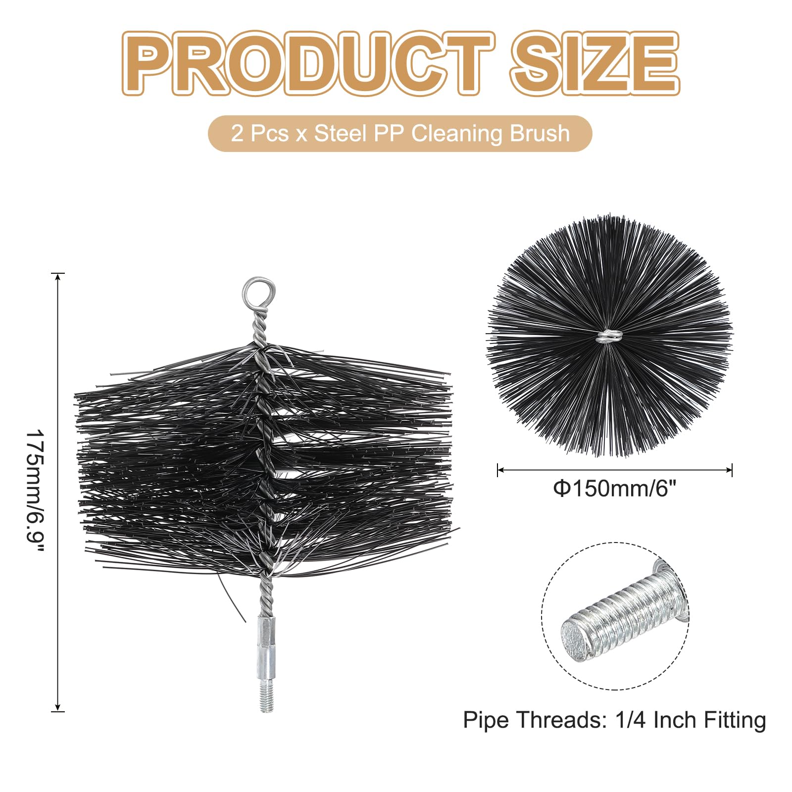 PATIKIL 6" Wire Chimney Cleaning Brush - Image 2