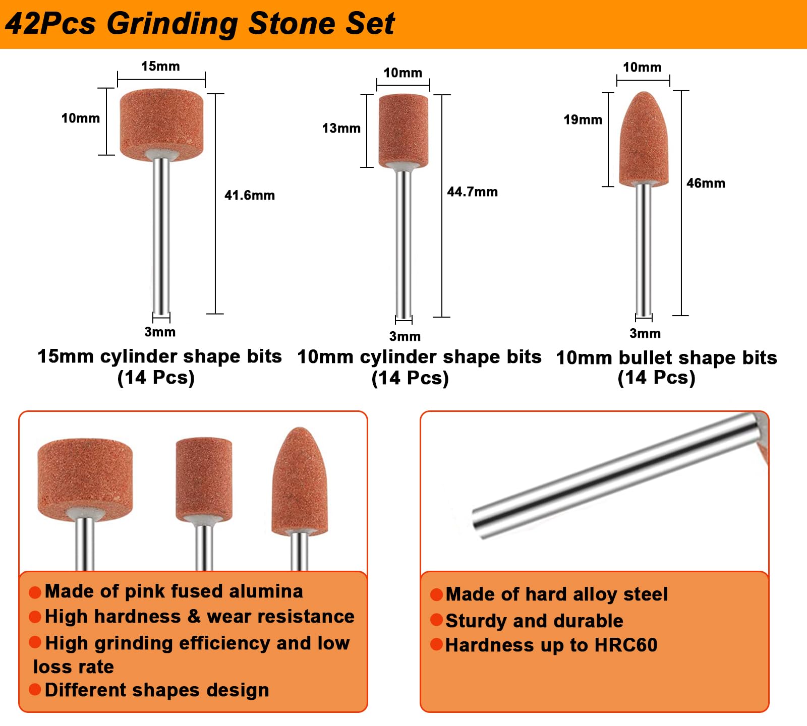 Tungsten Carbide Burr, Sanding Drums & Grinding Stone Set, 194 Pcs — Amazon image 8
