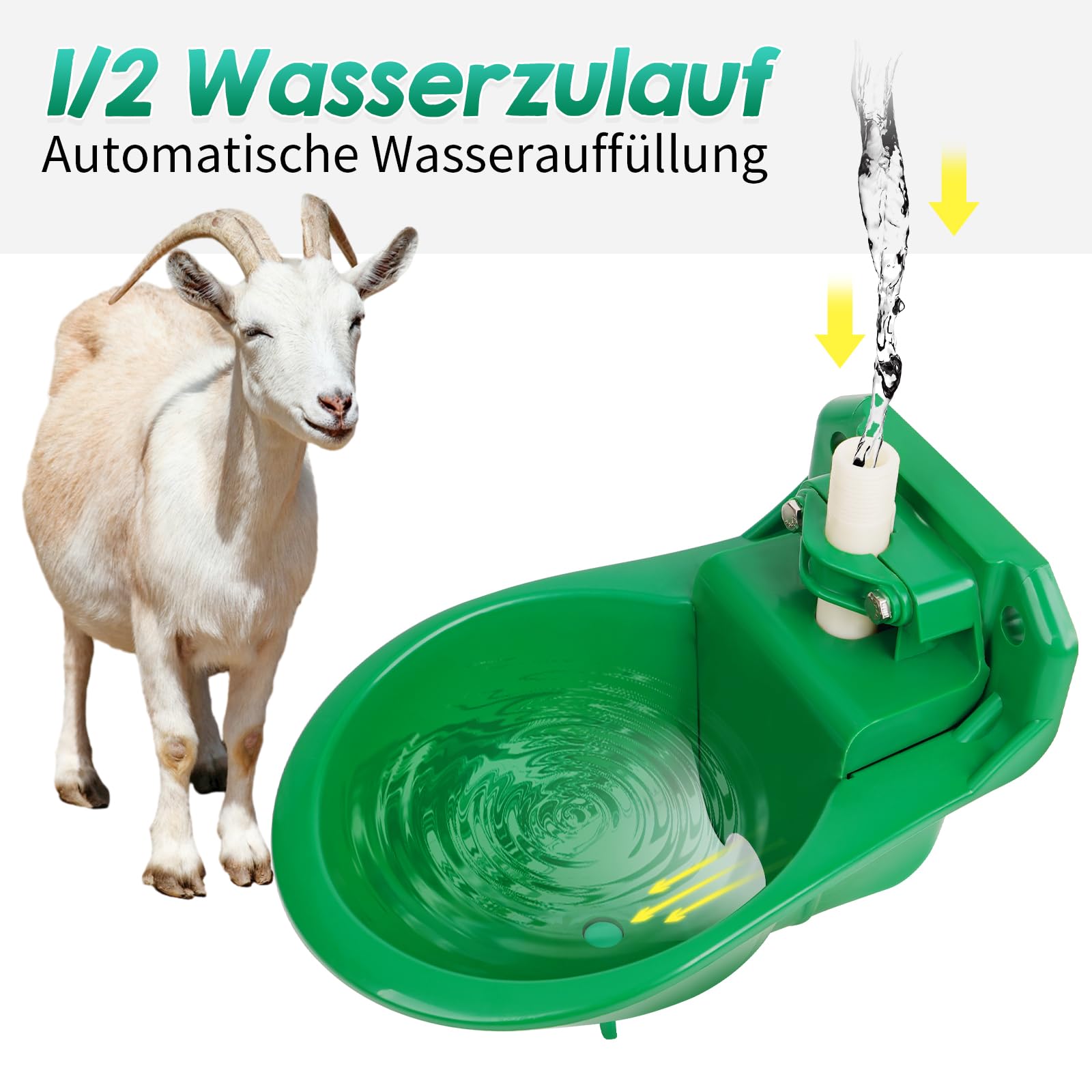 Automatische Tränkeschale für Schafe, Viehtränke mit Ablaufloch, 2 Stück