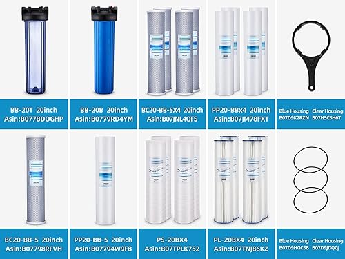 Miniatura 6 de Geekpure Filtro de agua de bloque de carbono de 20 pulgadas que elimina olores de sabor a cloro para filtración de toda la casa, 4.5 x 20 pulgadas