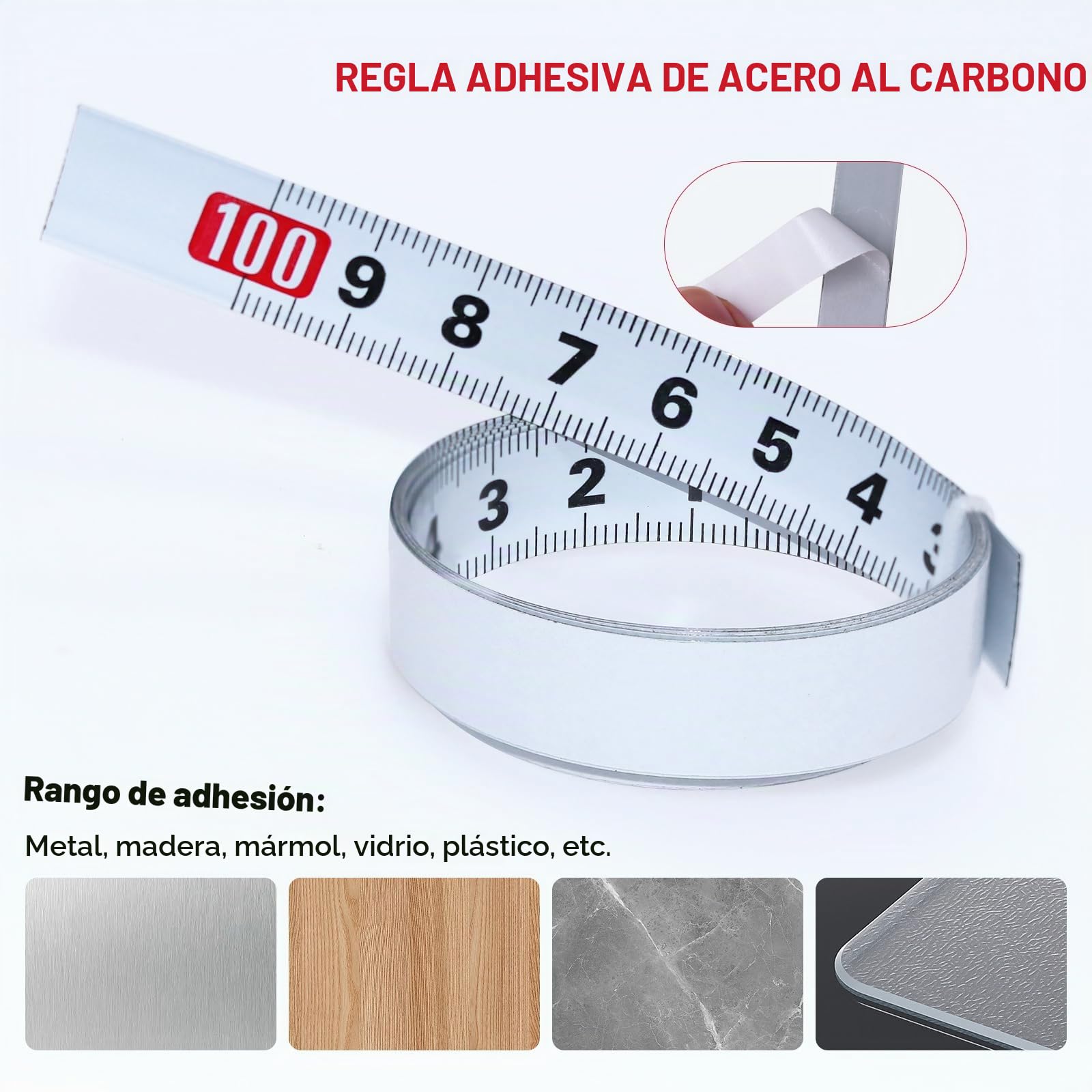 6 cintas métricas autoadhesivas de 1 m/2 m,regla métrica de acero métrico,para bancos de trabajo (adelante,atrás,centrado)
