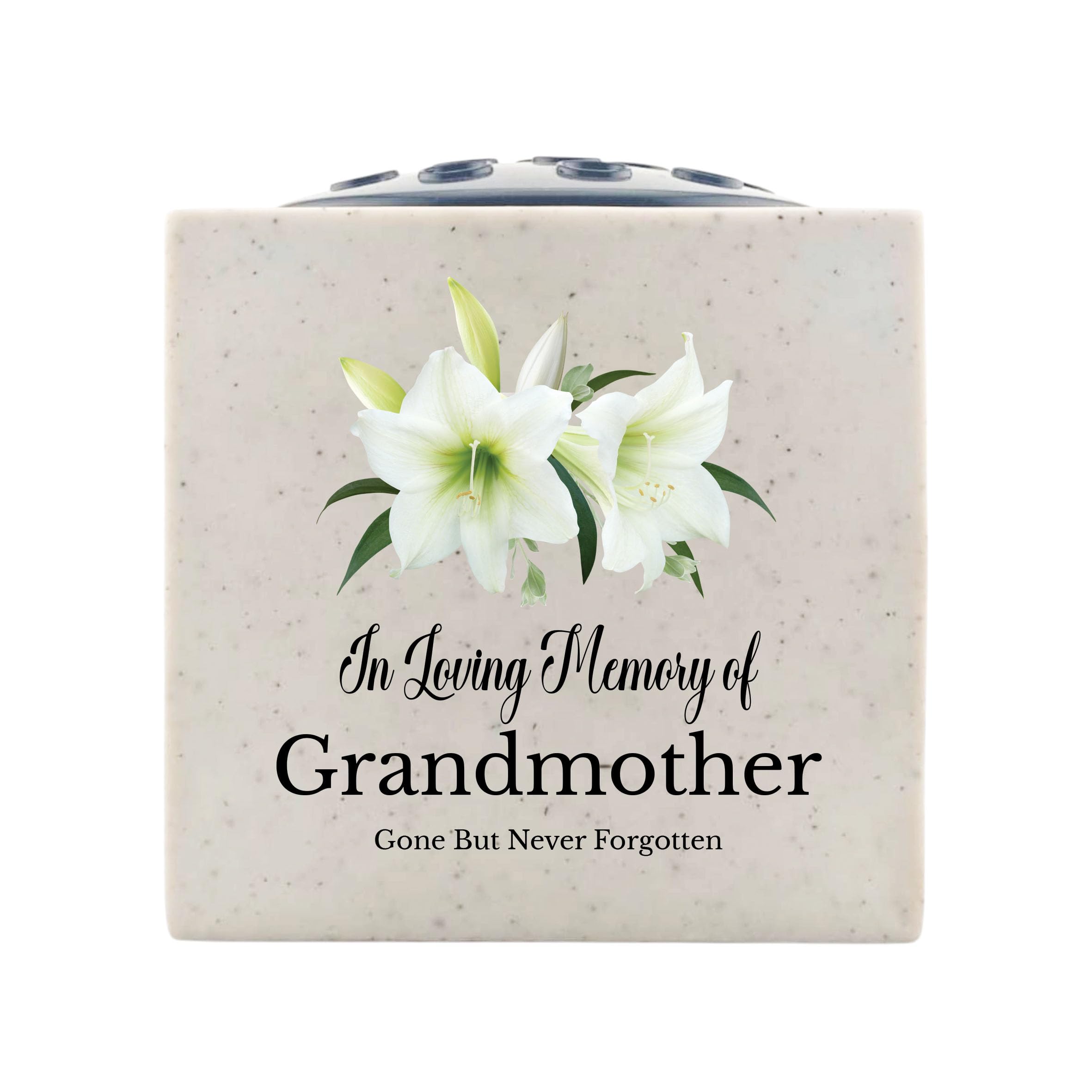 In Loving Memory Of Memorial Rose Bowl Grave Marker Flower Pot Vase With Lily Design (UV PRINTED) (Grandmother)