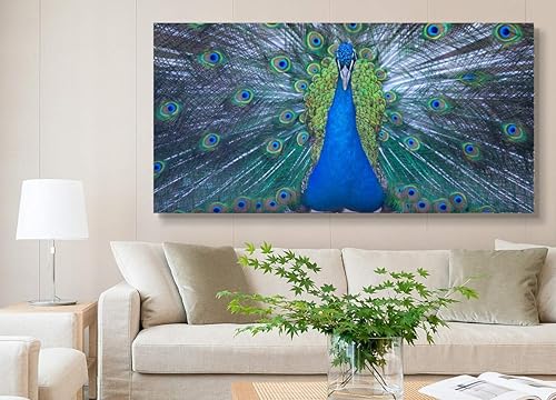 Miniatura 31 de Looife Lienzo decorativo para pared de pavo real, 16 x 32 pulgadas, pájaros verde azulado con flores, decoración de pared para decoración de DW148