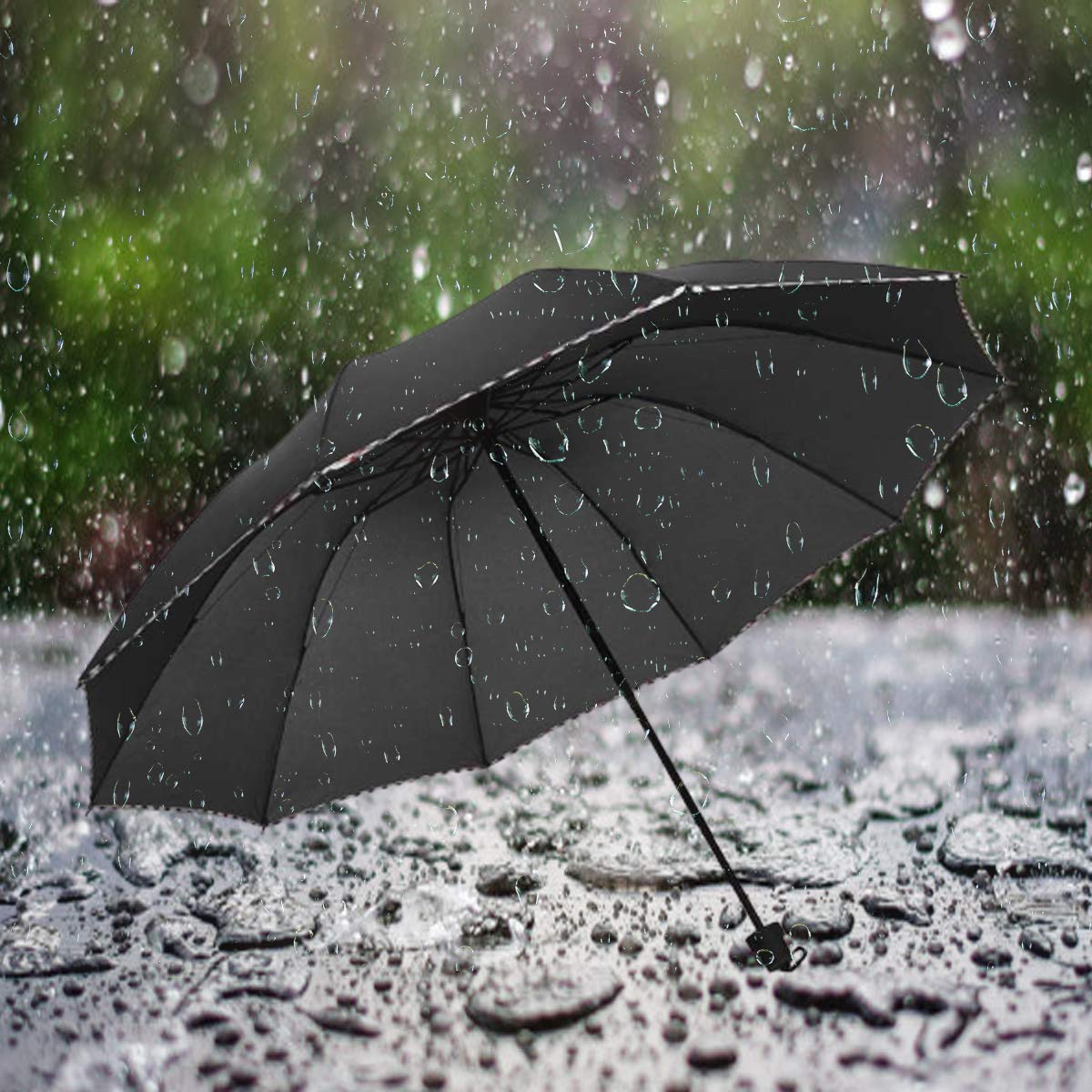 KEKEMI 3 Fold Manual Plain Sun & Rain Umbrella for Men & Women (Pack of 2) 3