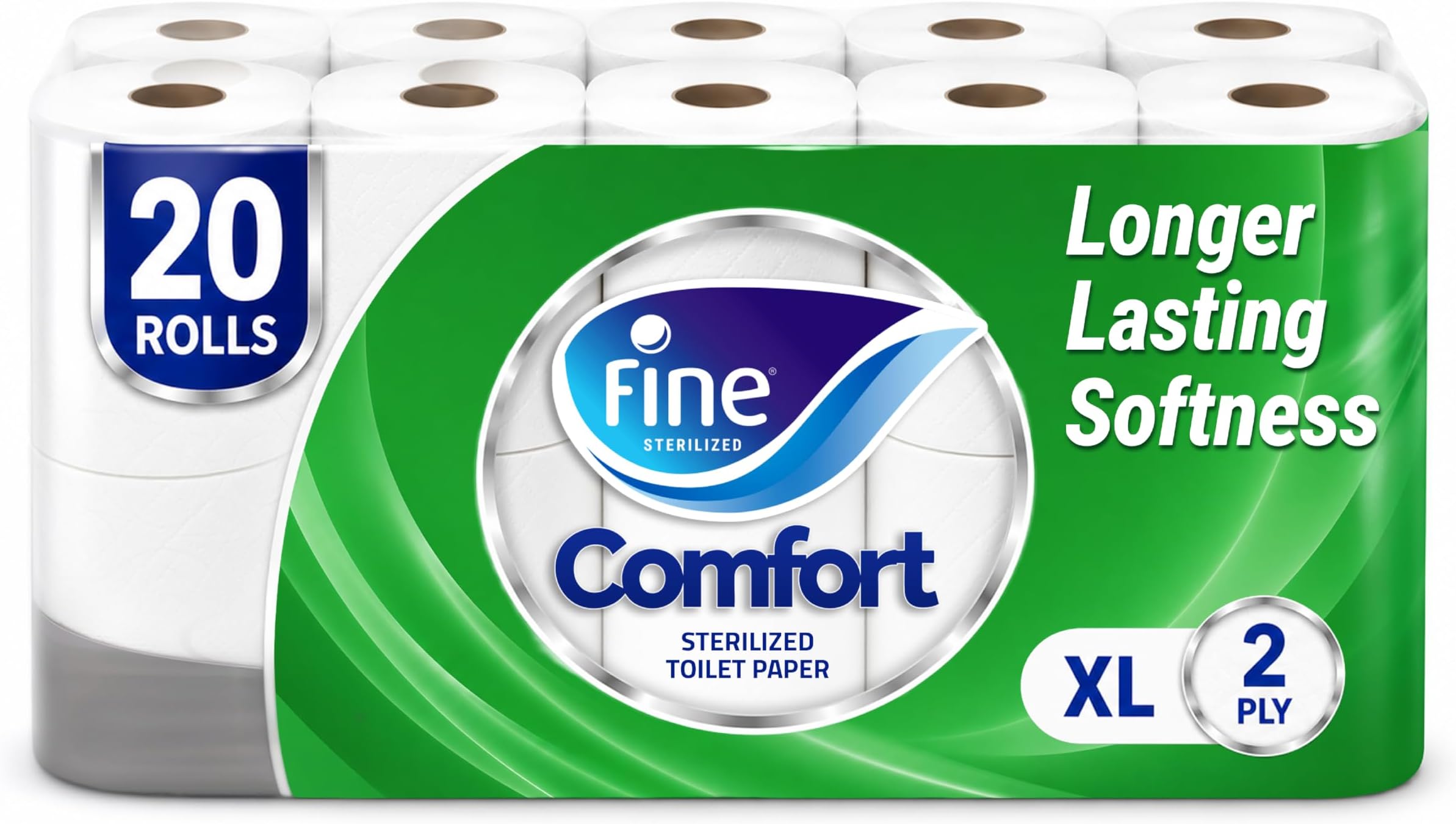 Comfort XL Toilet Tissues Paper, 20 Rolls x 250 sheets x 2 Ply