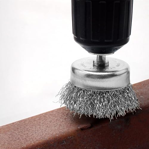 Miniatura 6 de 4 cepillos de alambre para taladro, vástago hexagonal de 14 pulgadas, cepillo de alambre para rueda, cepillo de alambre de acero para limpieza