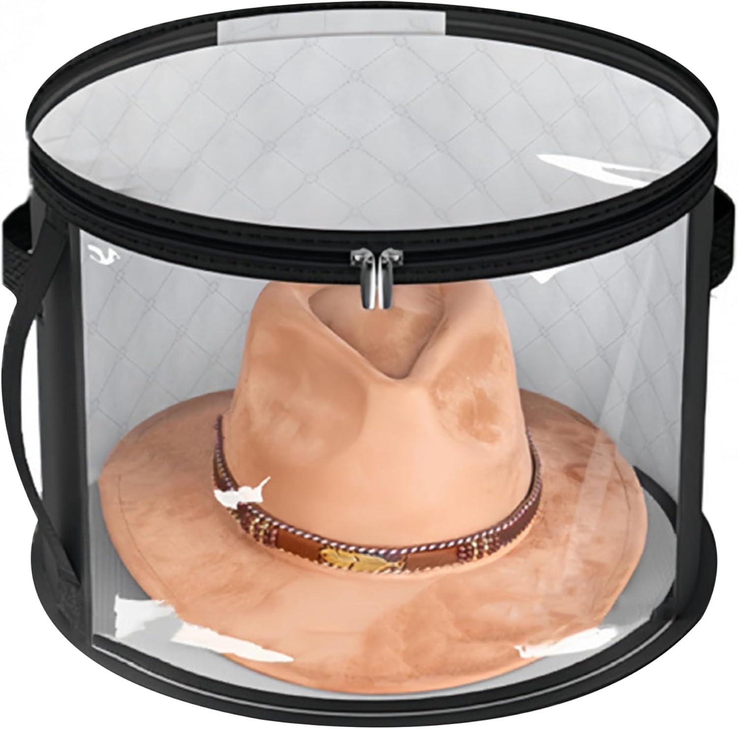 Hat Boxes for Women Storage, Oversized Clear Hat Box with Zipper, Caps Organizer with Portable Handle for Women Men Travel Black, Decoraciones al aire libre