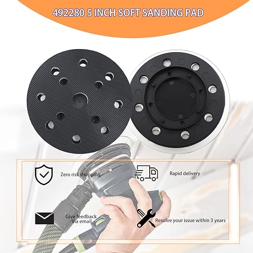 Miniatura 2 de Almohadilla de lijado de repuesto para 125 EC 492280 ETS 125 Eq suave de 5 pulgadas, 4.921 in, compatible con festool ES 125, ETS125, ETSC 125