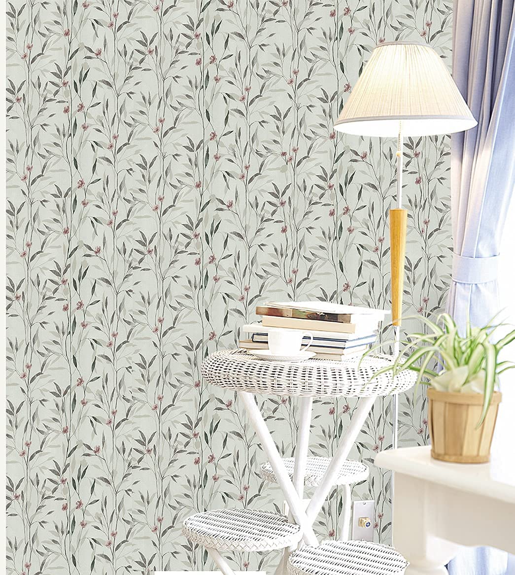 JLHOUSE Vinyl Leaf Wallpaper Self Adhesive - 45cm x 300cm Contact Paper Waterproof Peel and Stick Wallpaper Wall Decoration for Bedroom Living room Shelf Liner Decoration