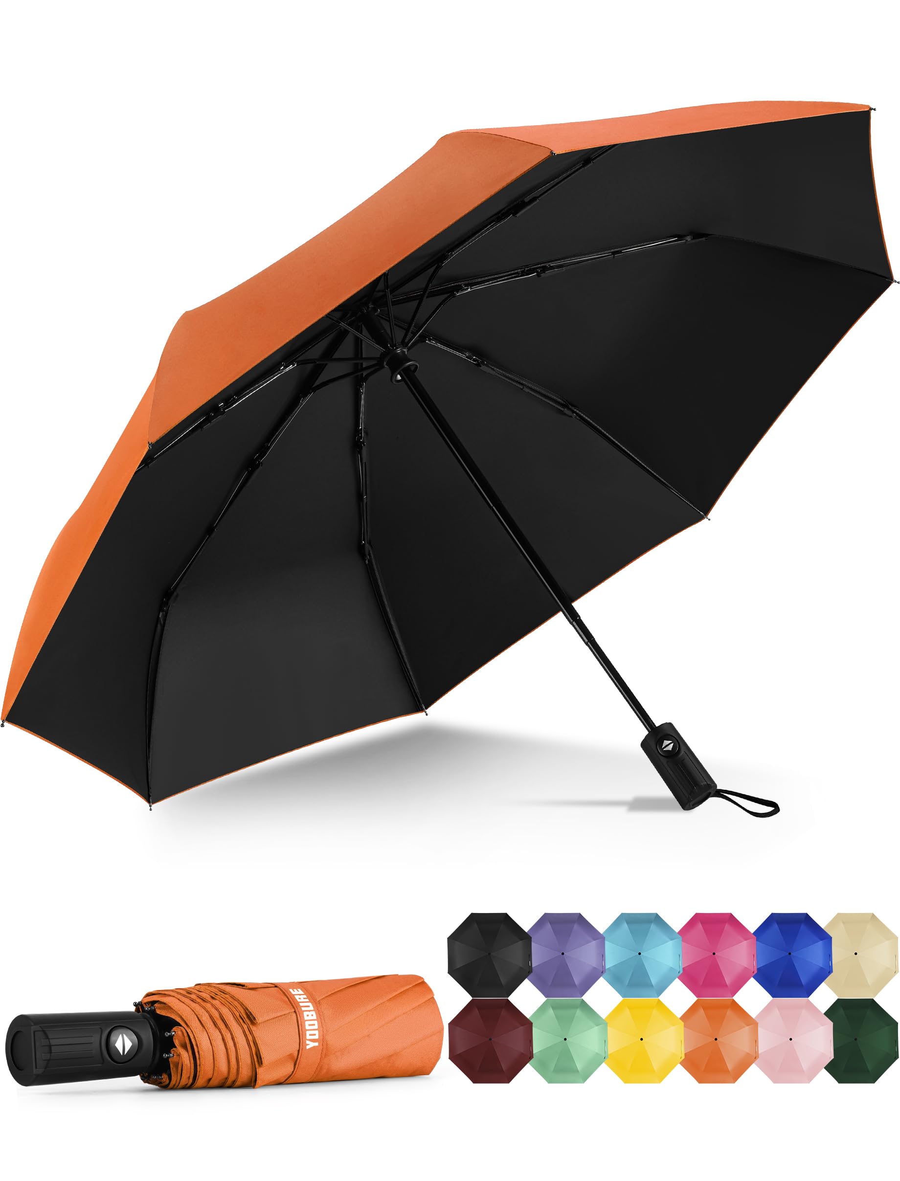 Yoobure Windproof Travel Umbrella - Automatic Umbrellas for Rain, Compact Folding Umbrella with UV Protection, Lightweight Portable Design for Backpack/Walking/Car, Sun & Storm Ready