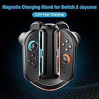 Vista 2 de Charging Dock for Nintendo Switch 2 Joycon - 4 in 1 Magnetic Charger Fast Controller Charging Station with RGB Lights, 3.3FT Charging Cable