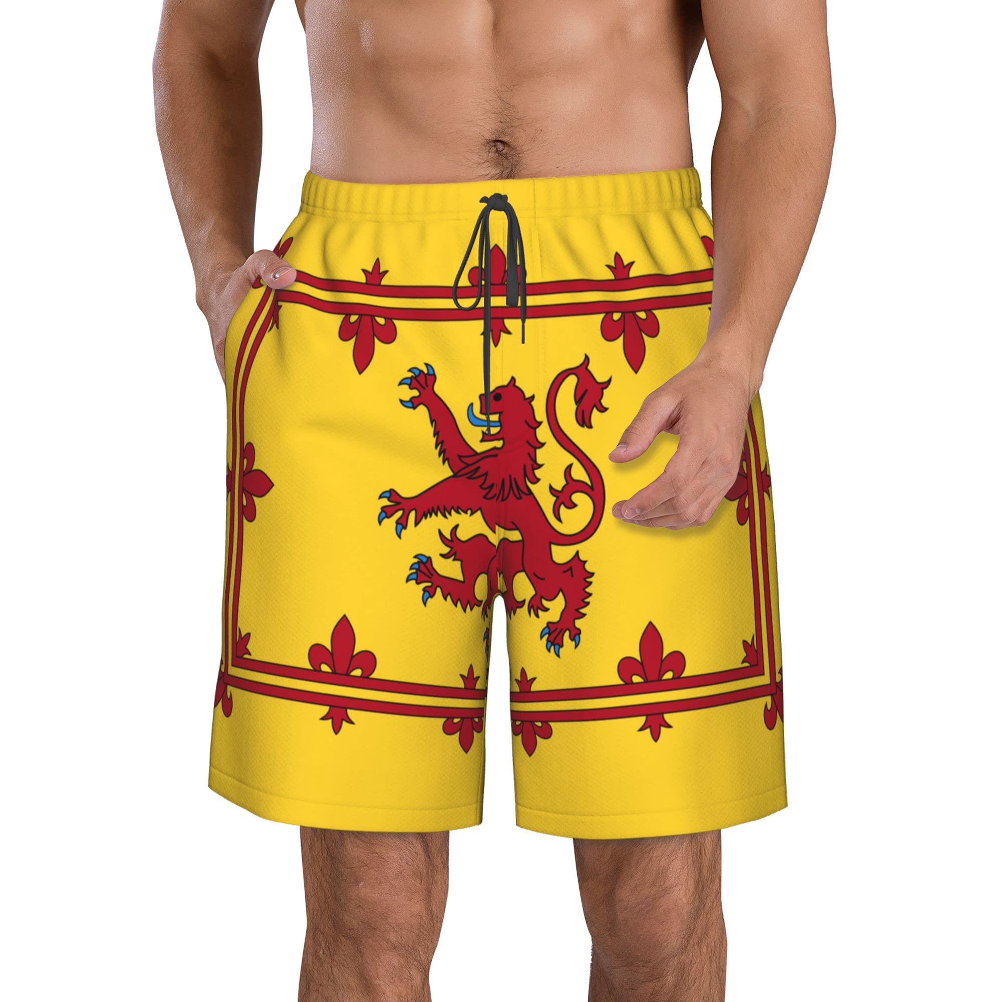 AOOEDM Scotland Scottish Rampant Lion Mens Swimming Shorts Quick Dry Beach Trunks Swimwear with Mesh Lining