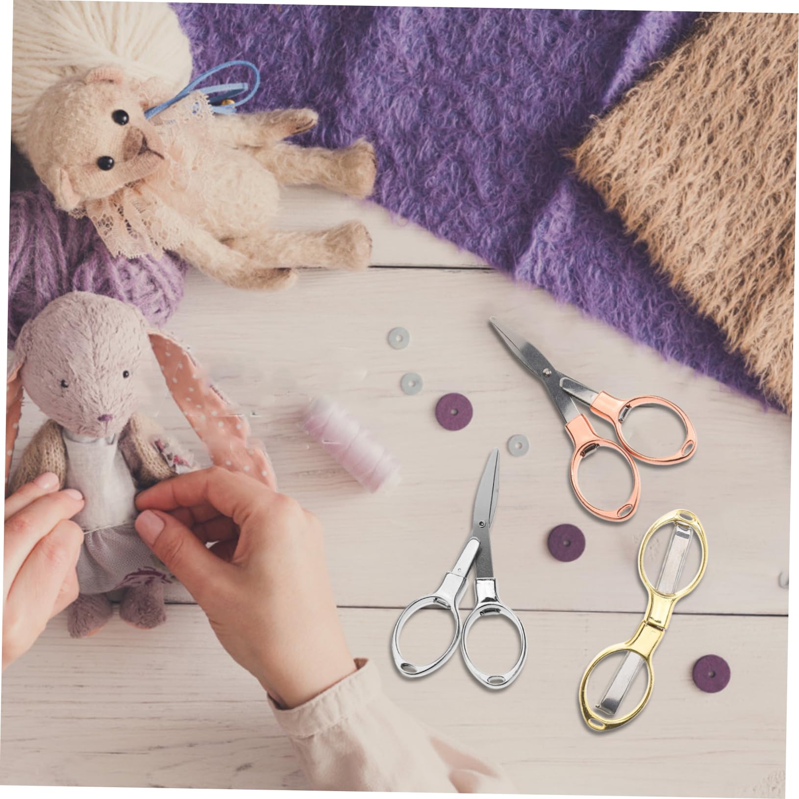 TEHAUX 18piezas Tijeras Plegables De Viaje De Tijeras De Metal Portátiles Para Manualidades y Costura Herramientas De Seguridad Para Uso Casa Oficina y Clases Diseño Compacto y Ligero