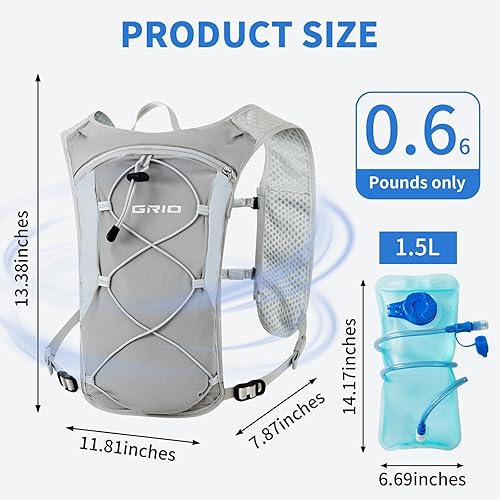 Miniatura 2 de Chaleco ligero para correr para mujeres y hombres, mochila de hidratación ajustable transpirable reflectante con bolsa de agua de 1.5 L para