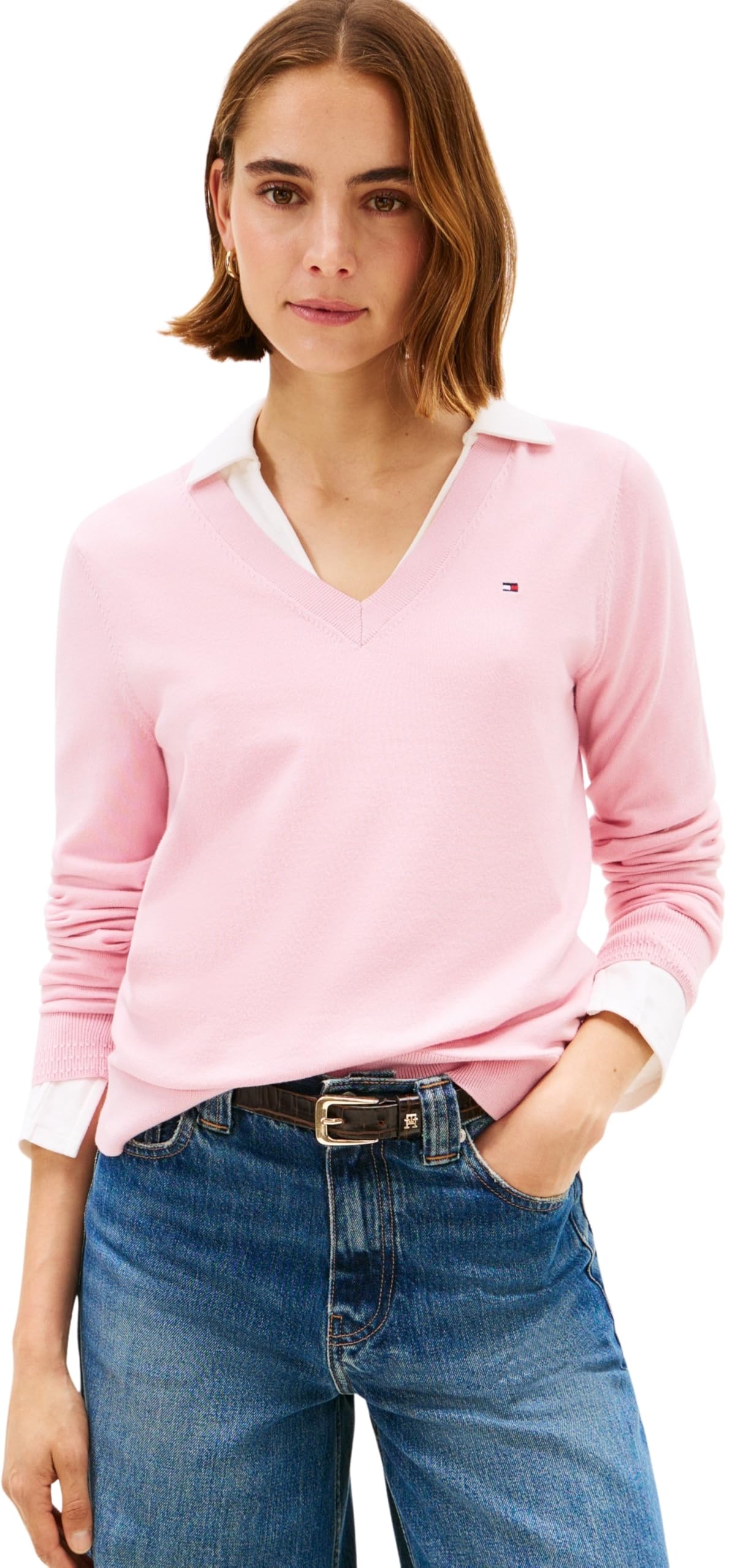 Tommy Hilfiger Women’s V-Neck Jersey Knitted Jumper