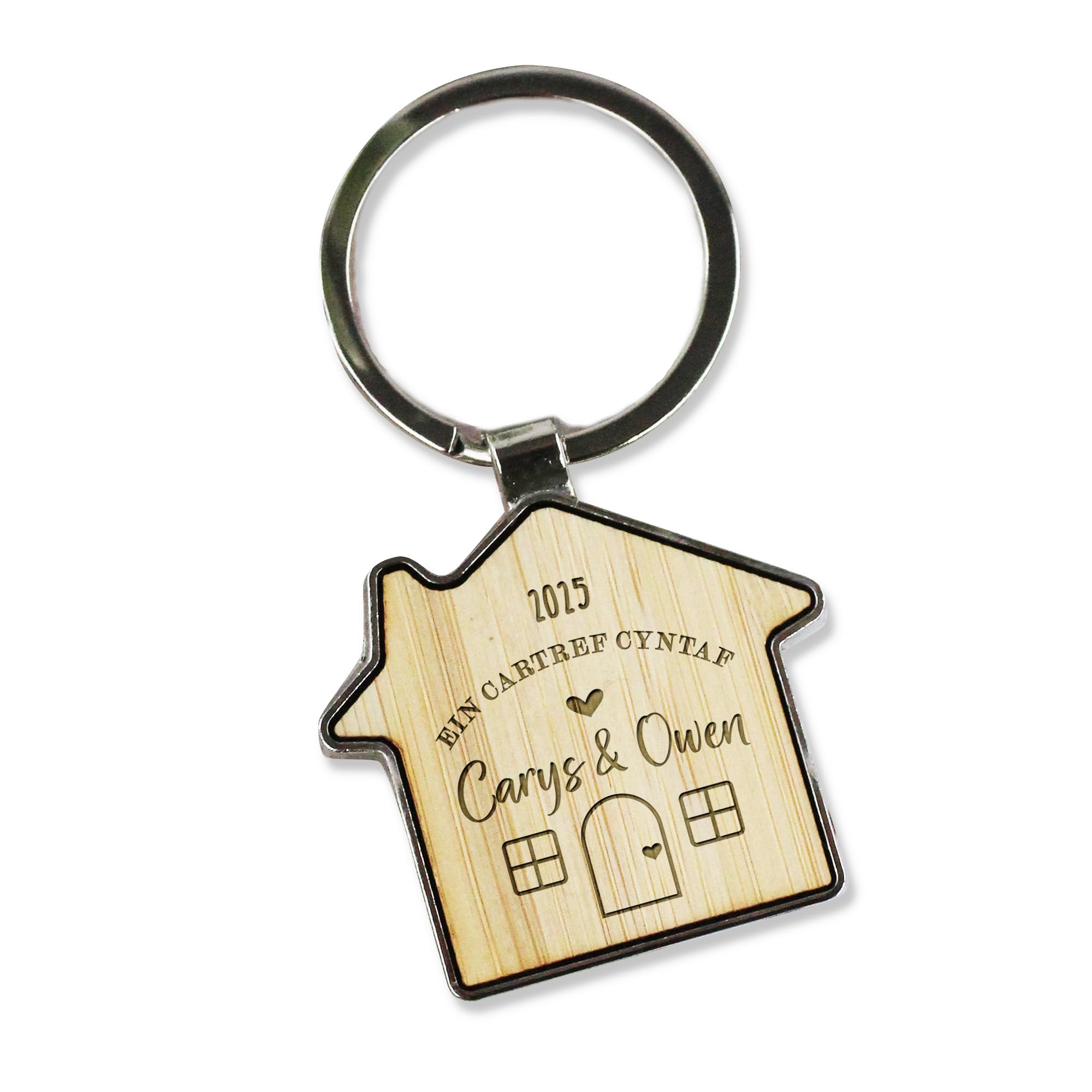 Ebuygb Unisex One Keyring Personalised Ein Cartref Cyntaf Welsh House Keyrings, Our First Home, Couples Wooden Key Chains, Housewarming, New Home Owner, Gift For Couples (One Keyring)
