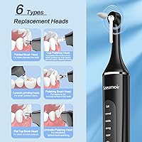 Vista 4 de Pulidor de dientes, kit de blanqueamiento dental recargable para limpieza y blanqueamiento de dientes, con 8 cabezales de cepillo, luz LED, 5 modos