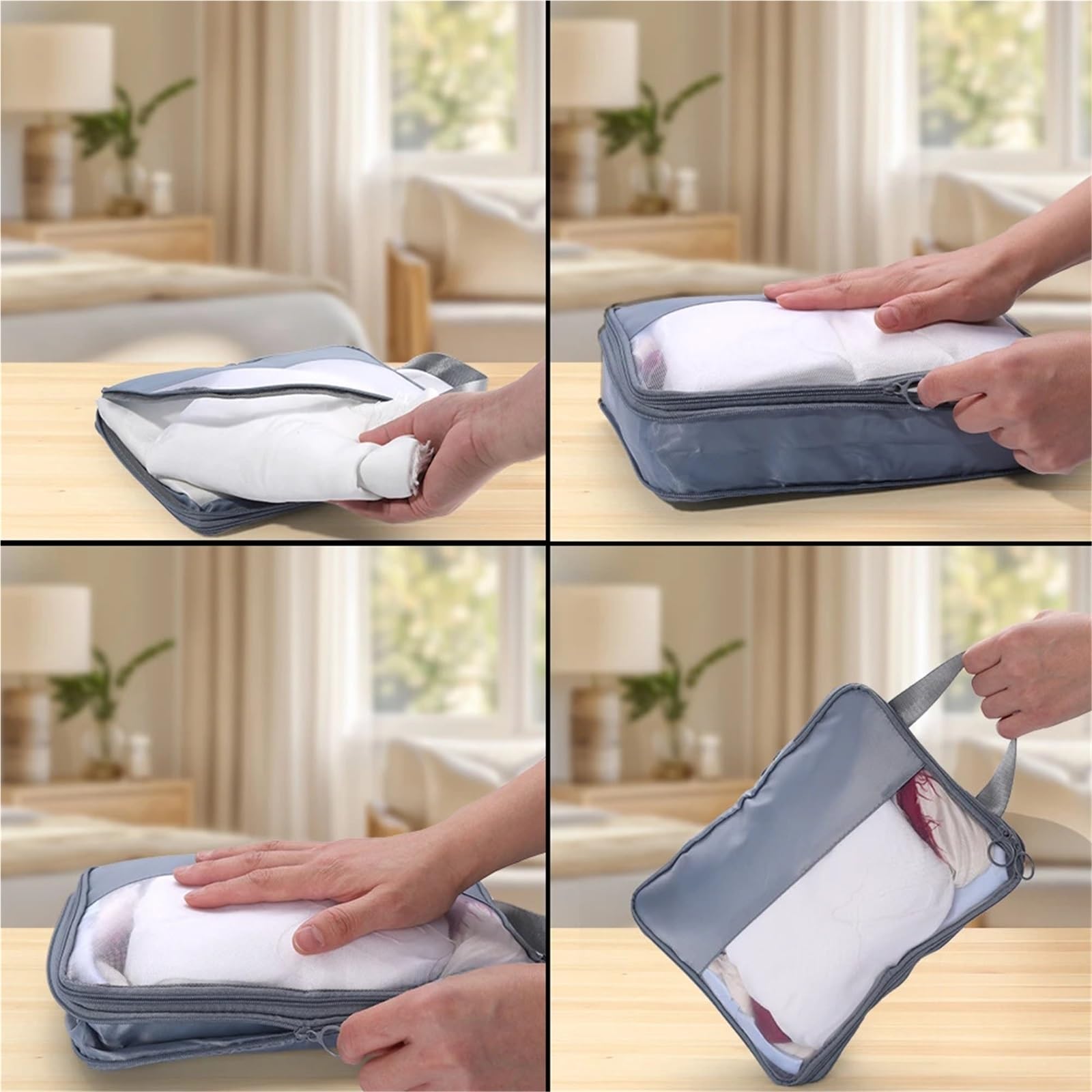 Cubi di imballaggio 4PCS Comprimibile portatile impermeabile sacchetto di immagazzinaggio